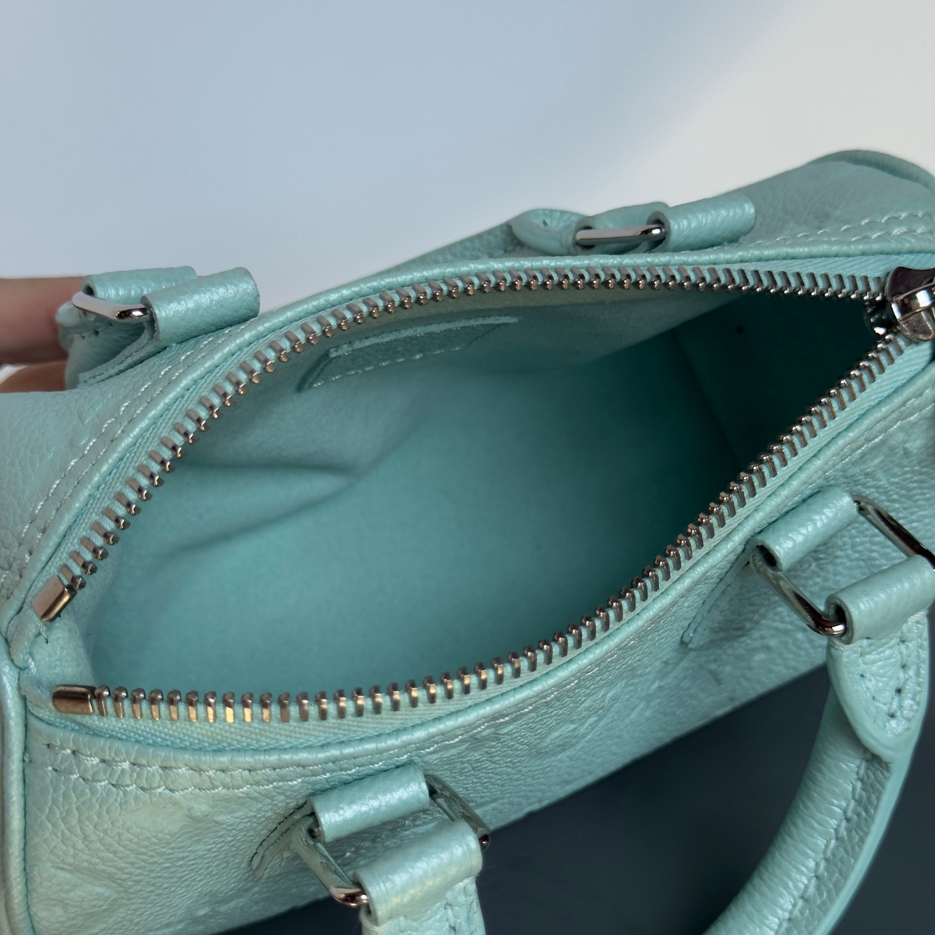 Louis Vuitton Empreinte Monogram Nano Speedy Pearly Lagoon Turquoise
