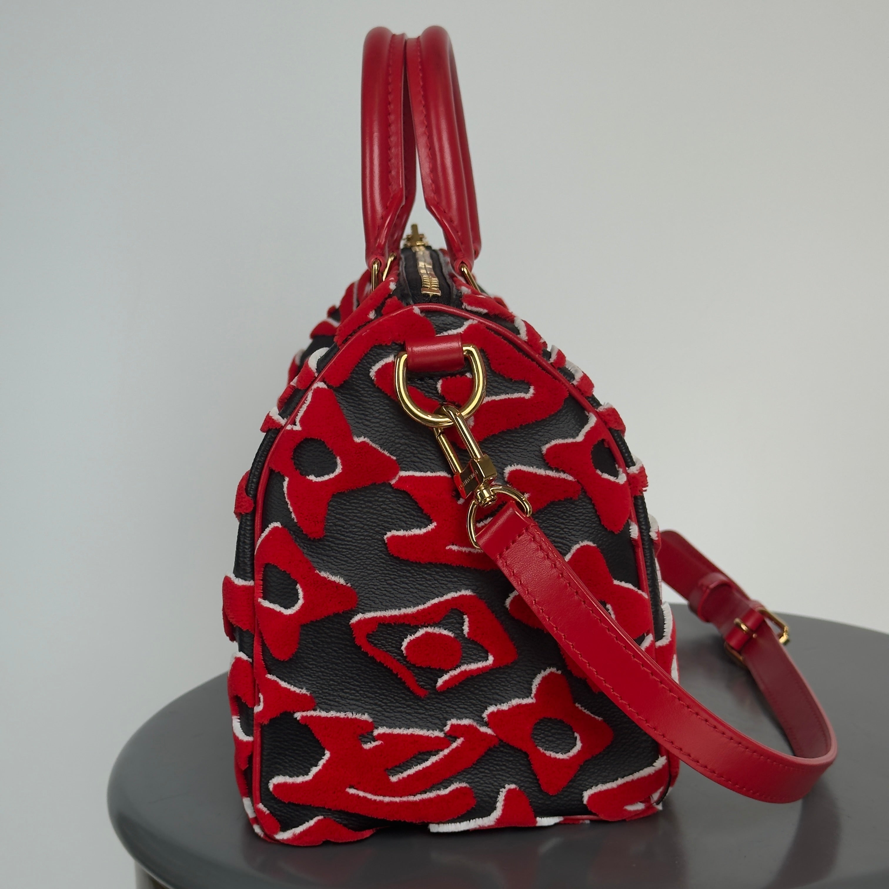 Louis Vuitton x Urs Fischer Tufted Speedy Bandouliere 25 Red and Black - Queen May