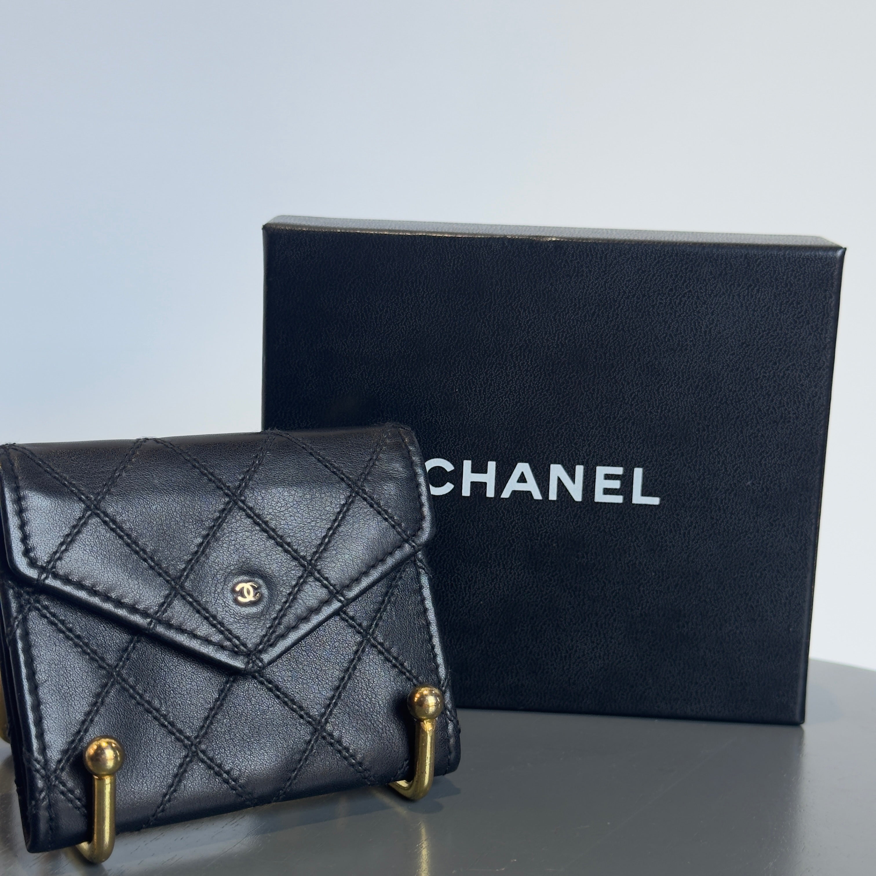 Vintage Black Chanel Quilted Snap Wallet