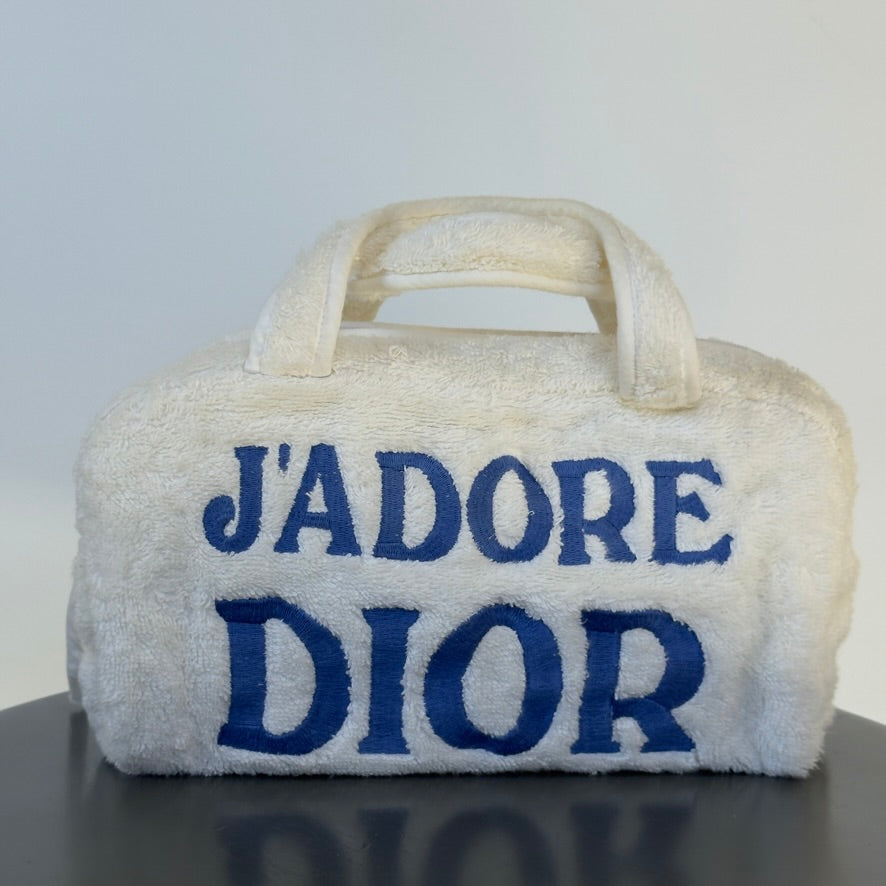 Christian Dior J'Adore Terry Cloth Mini Bowler Bag Blue - Queen May