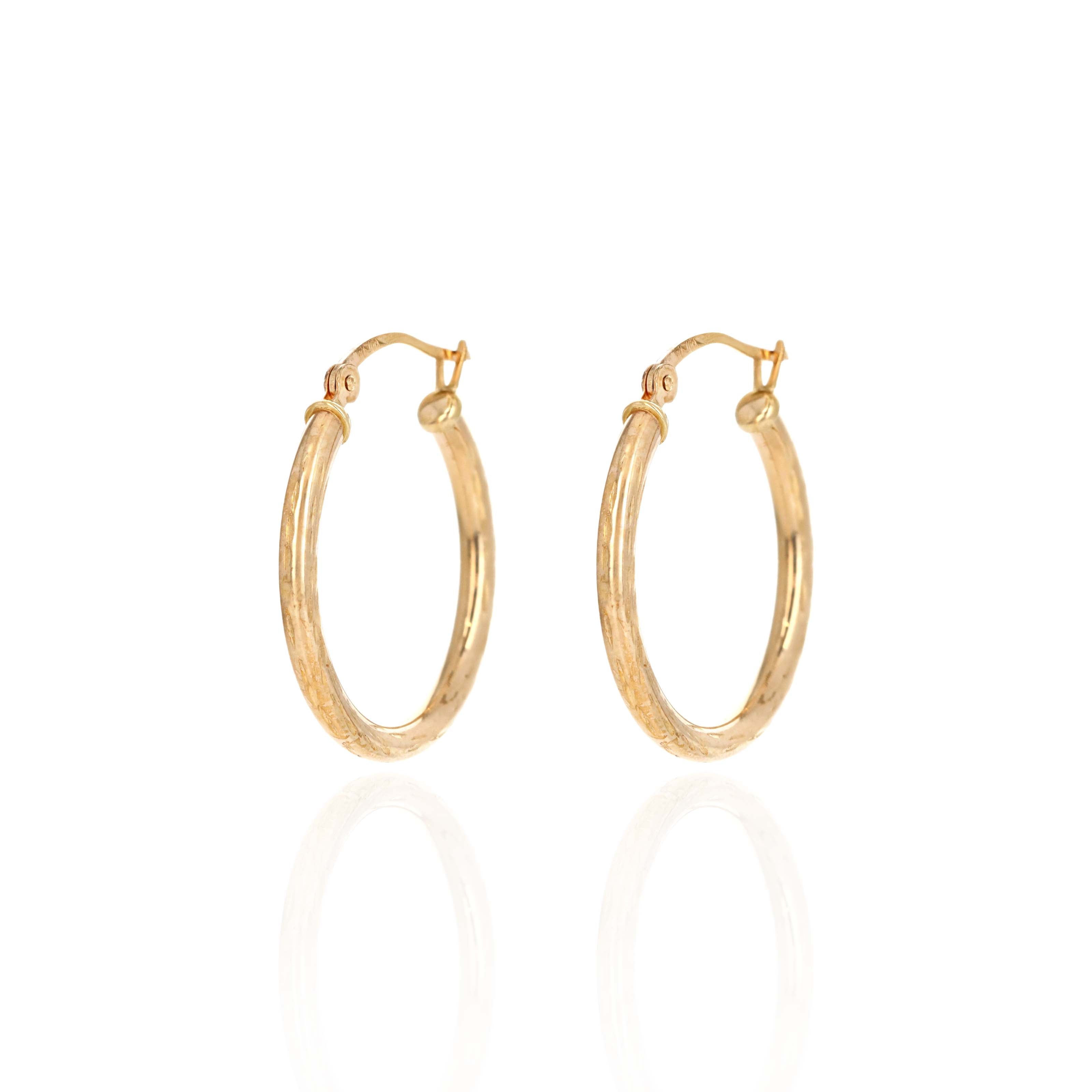 10K Yellow Gold Hollow Hoop Earrings