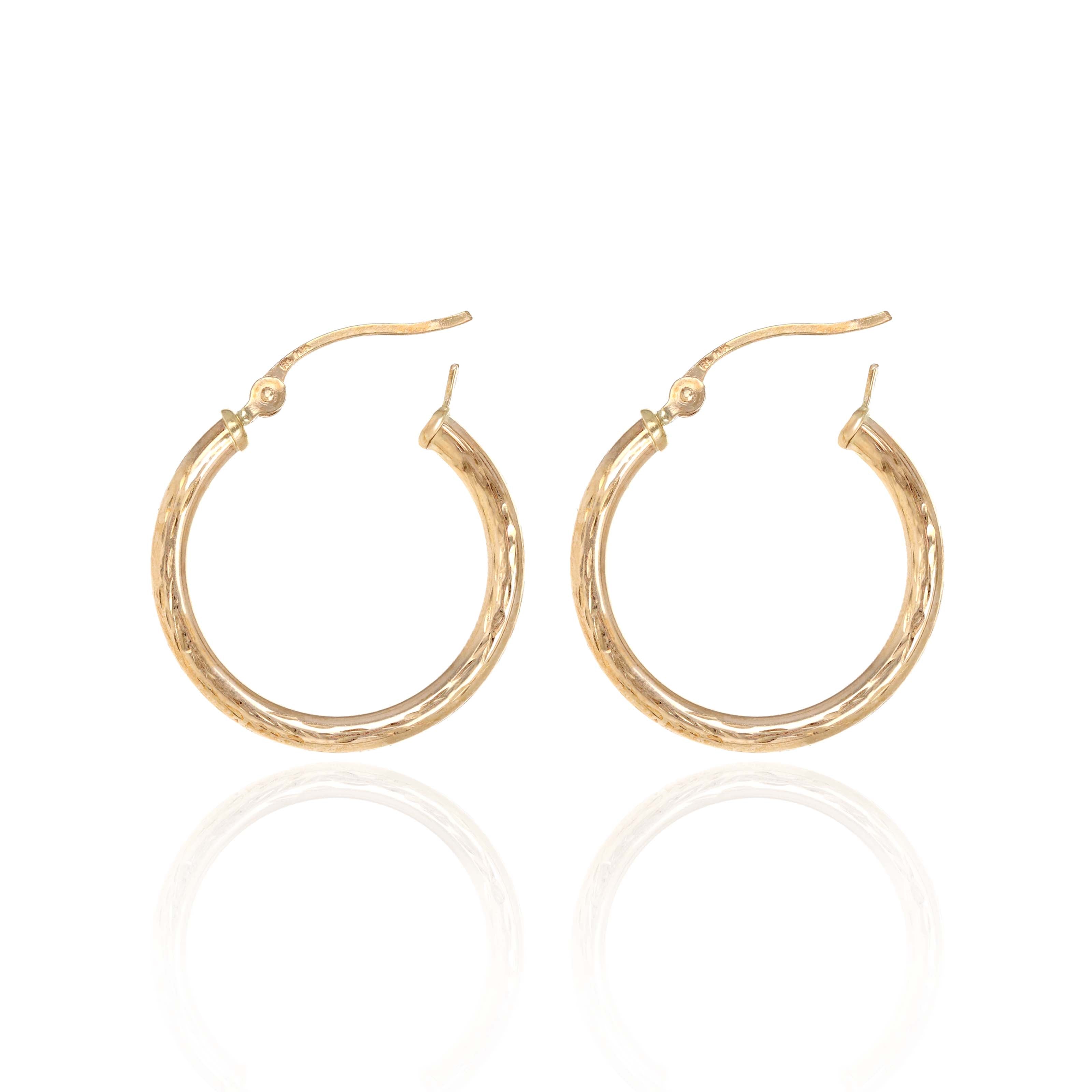 10K Yellow Gold Hollow Hoop Earrings