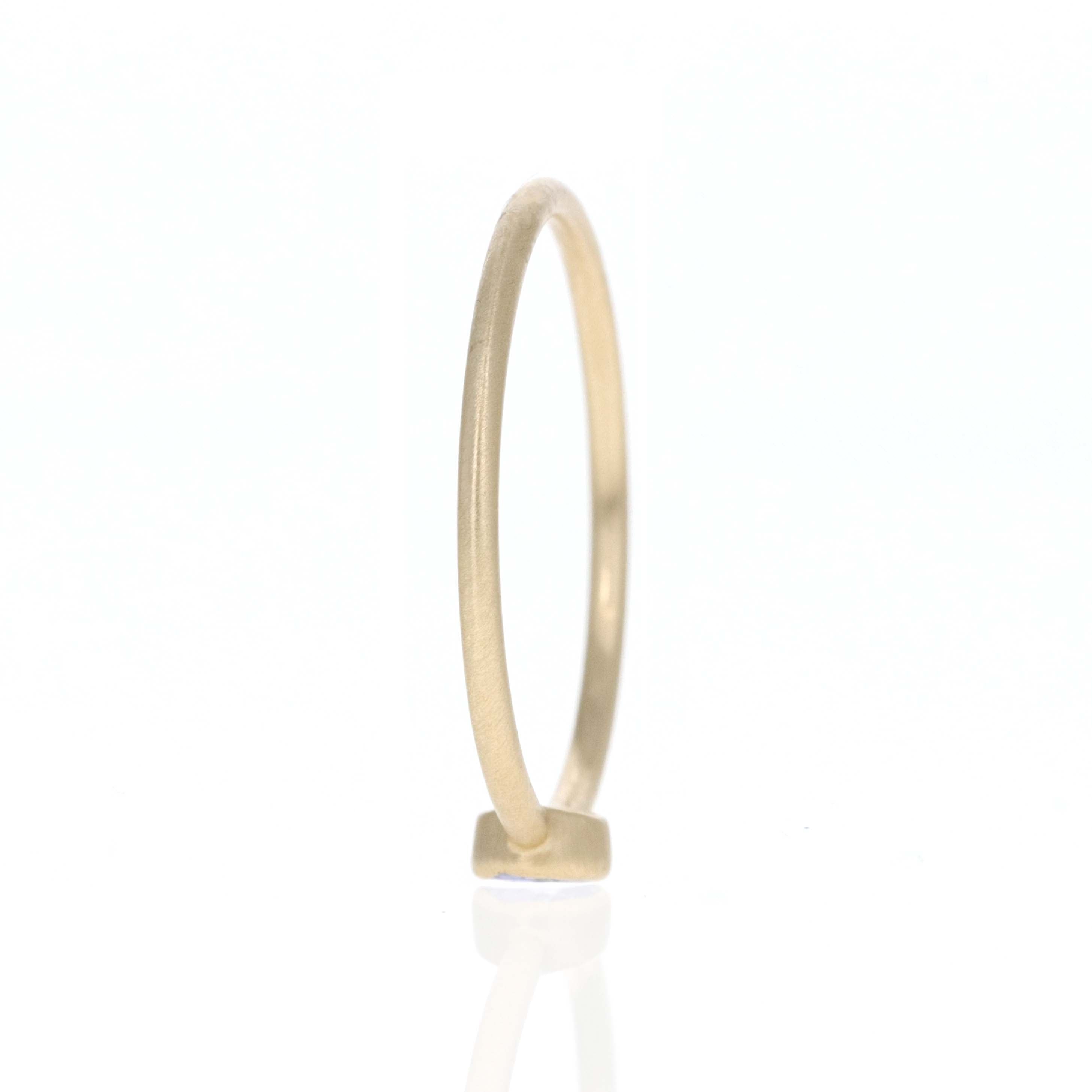 14K Yellow Gold 0.14 Carat Tanzanite Bezel Brushed Ring - Queen May