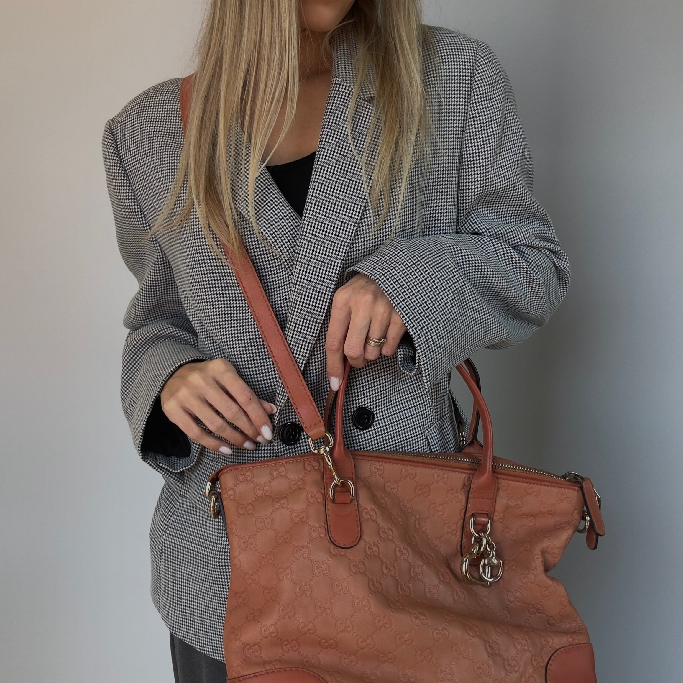 Gucci Leather Heart Bit GG Peach Tote - Queen May