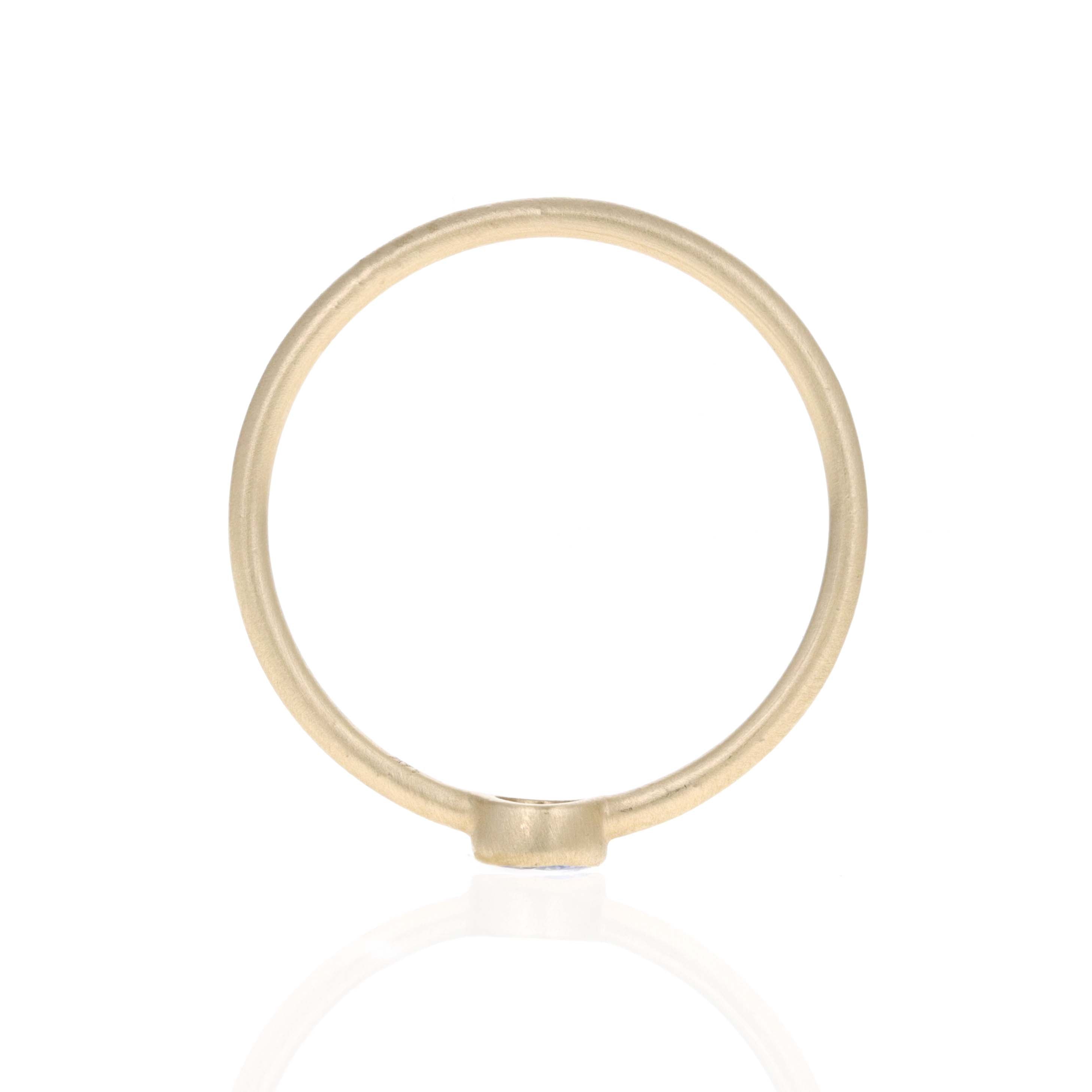 14K Yellow Gold 0.14 Carat Tanzanite Bezel Brushed Ring - Queen May