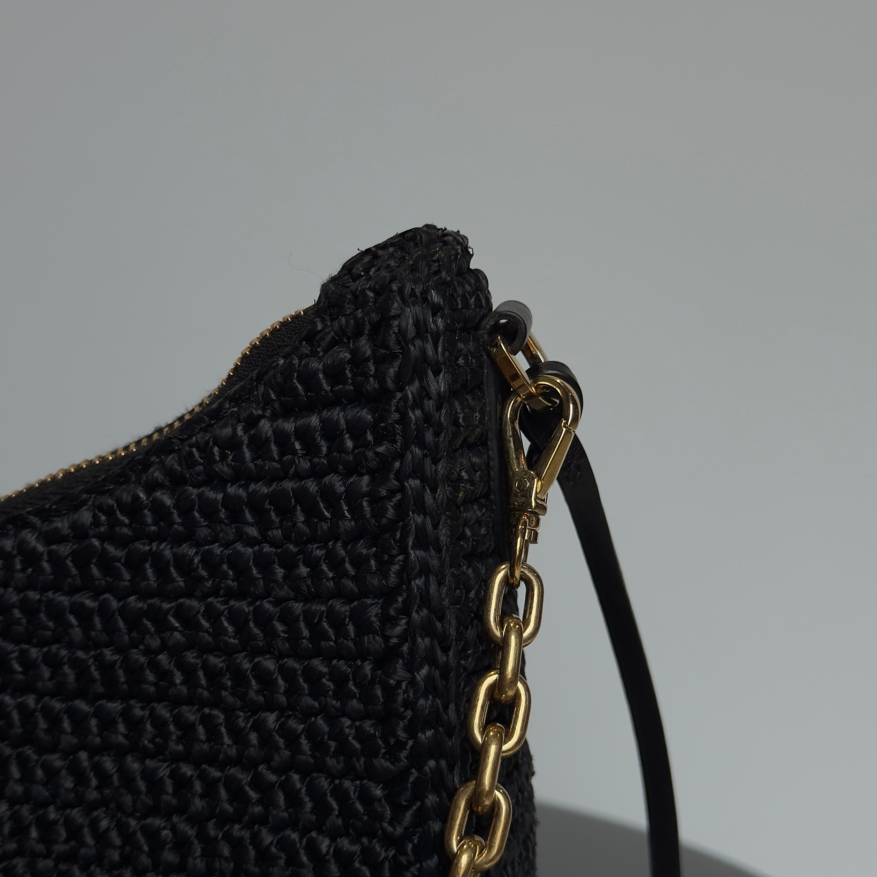 Prada Saffiano Black Raffia