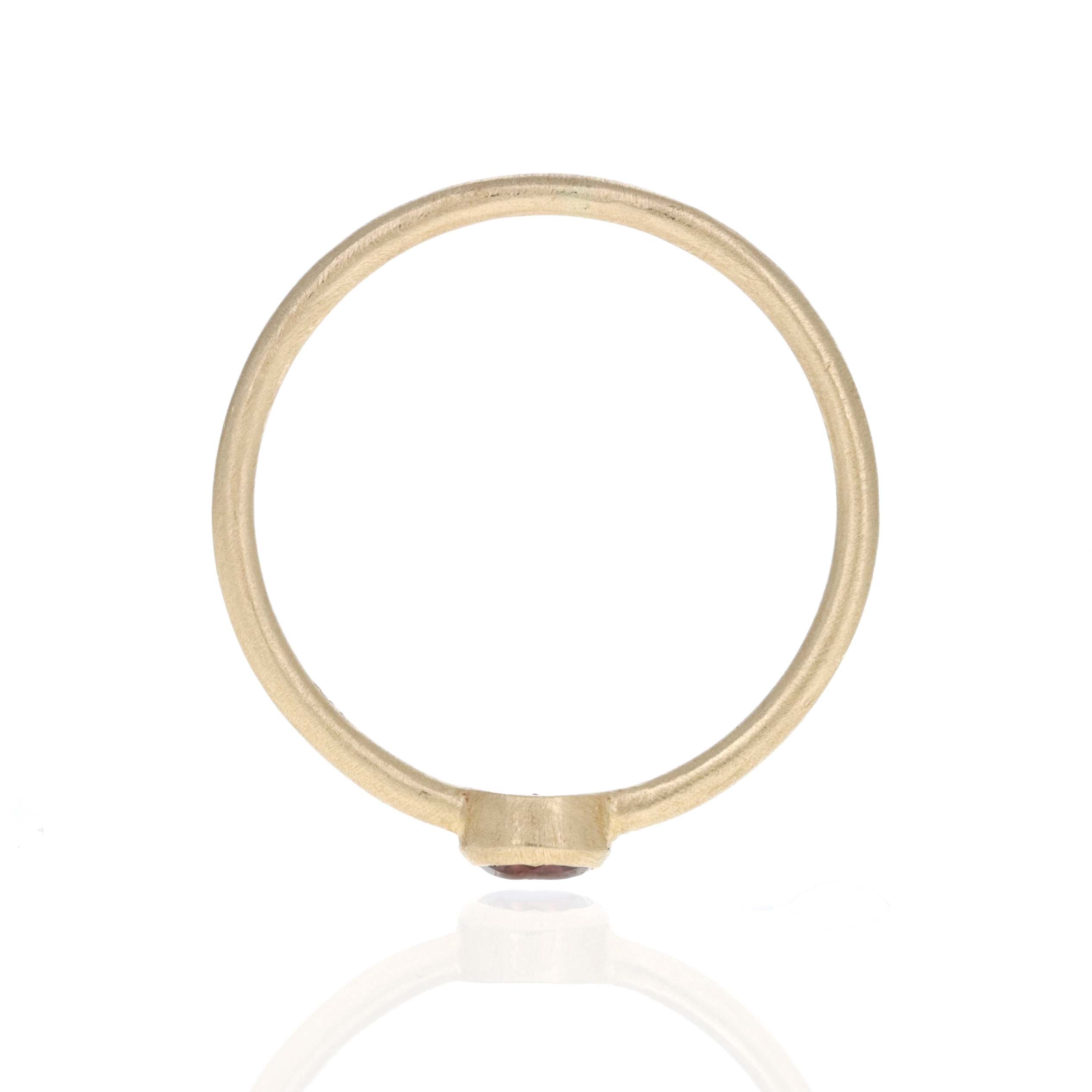 14K Yellow Gold 0.21 Carat Pink Tourmaline Bezel Brushed Ring - Queen May