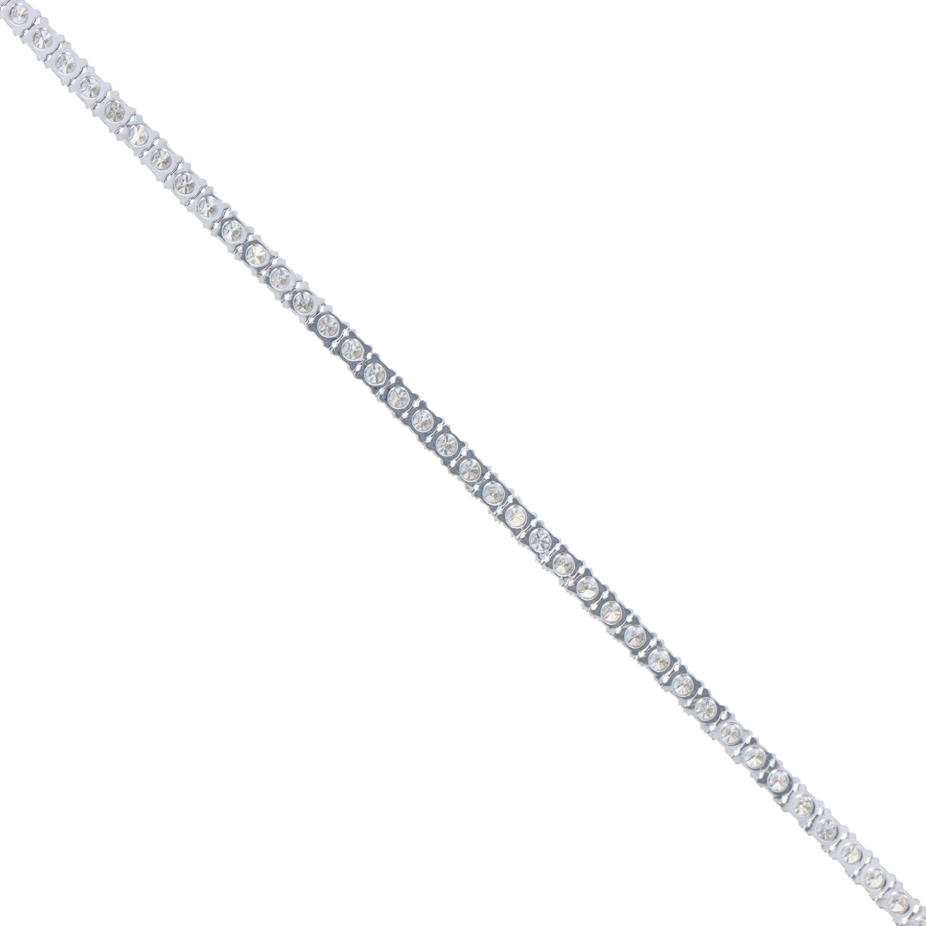 14K White Gold 6.83 Carat Round Diamond Tennis Necklace - Queen May