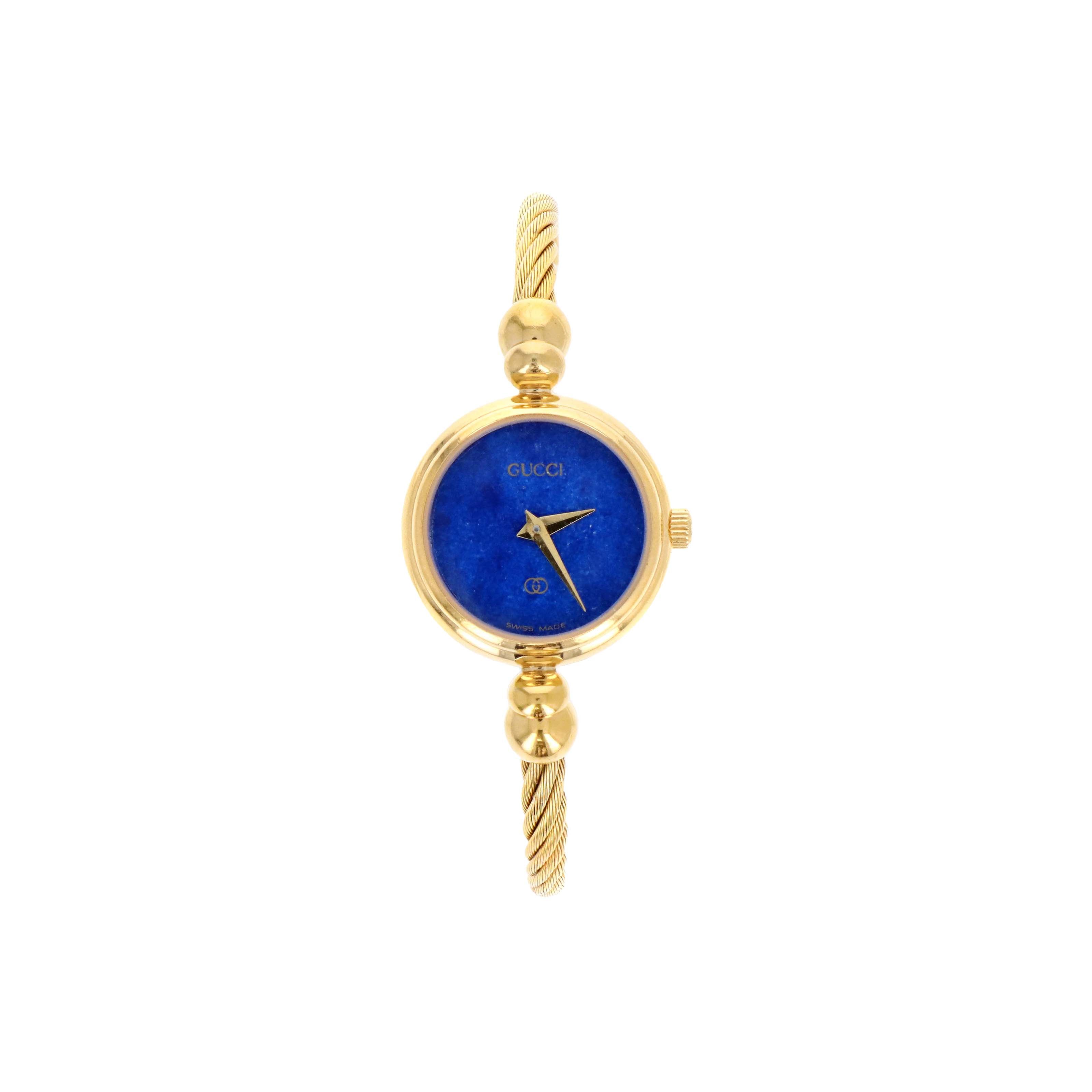 Rare Gucci Ladies 2700L Blue Dial Flexible Bangle Watch - Queen May