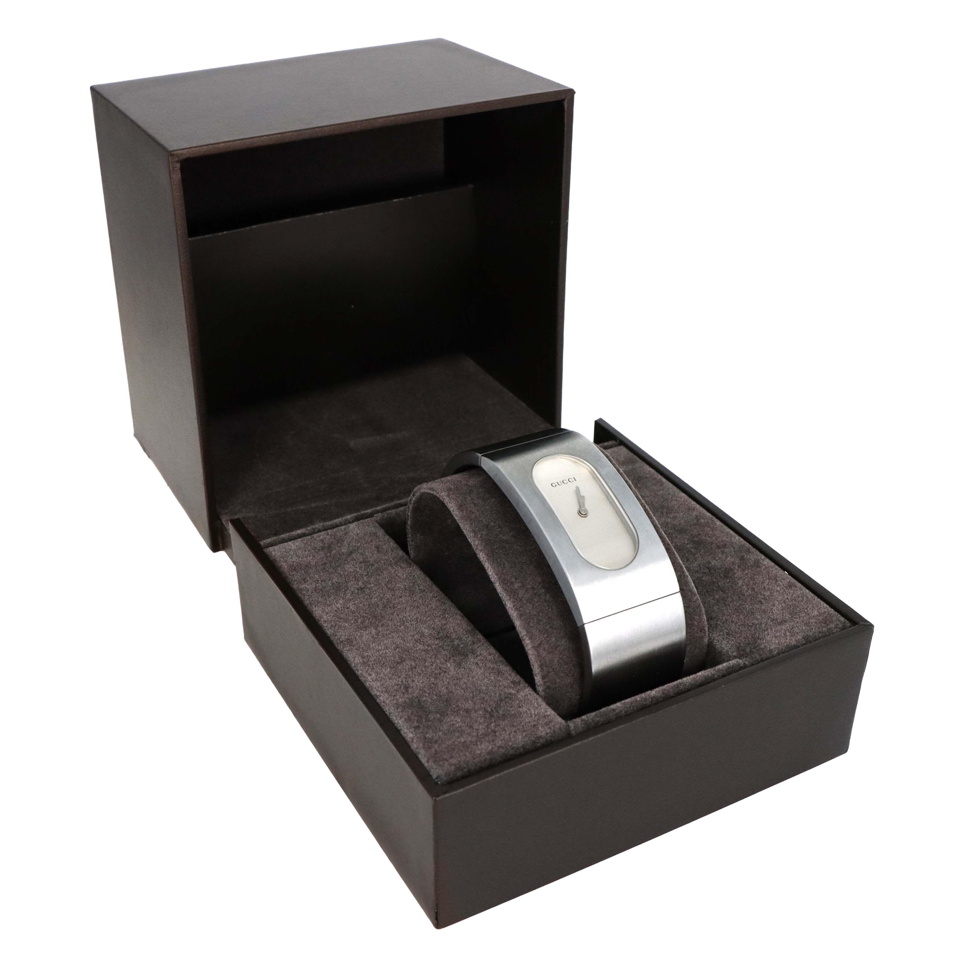 Gucci 2400L Brushed Steel Cuff Watch - Queen May