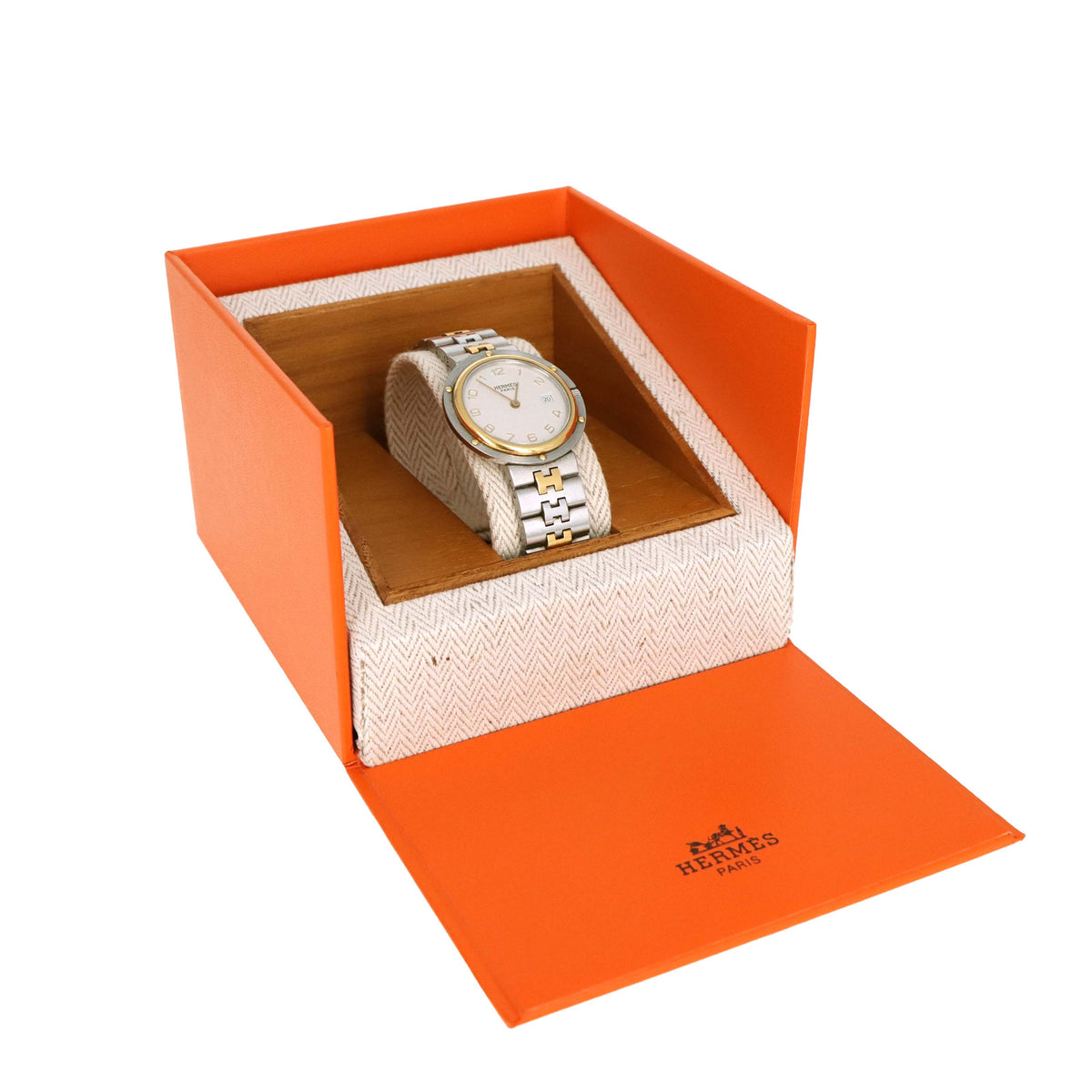 Hermes Two Tone Large Face Clipper Watch