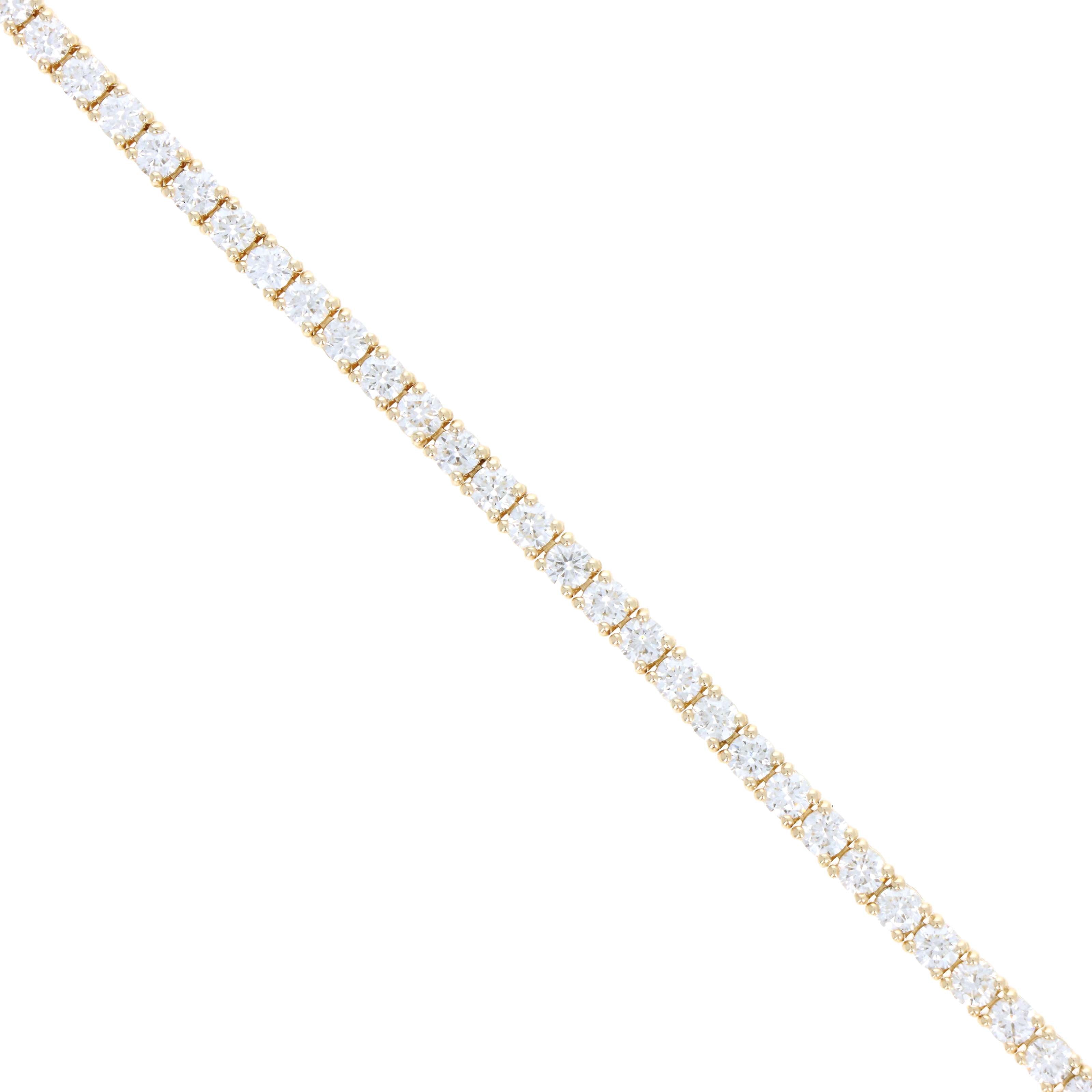 14K Yellow Gold 4.69 Carat Round Diamond Tennis Bracelet - Queen May