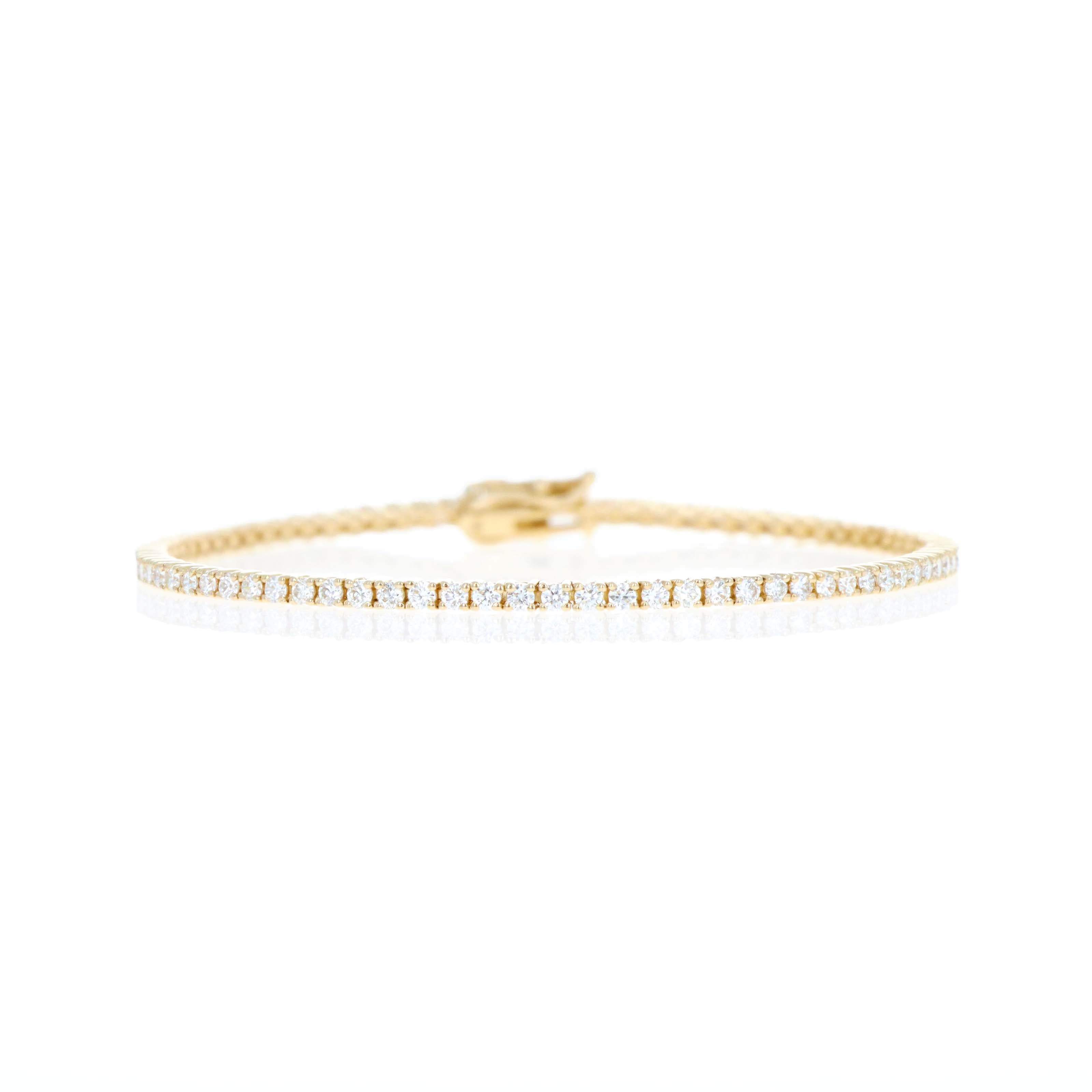 14K Yellow Gold 2.08 Carat Round Brilliant Diamond Tennis Bracelet