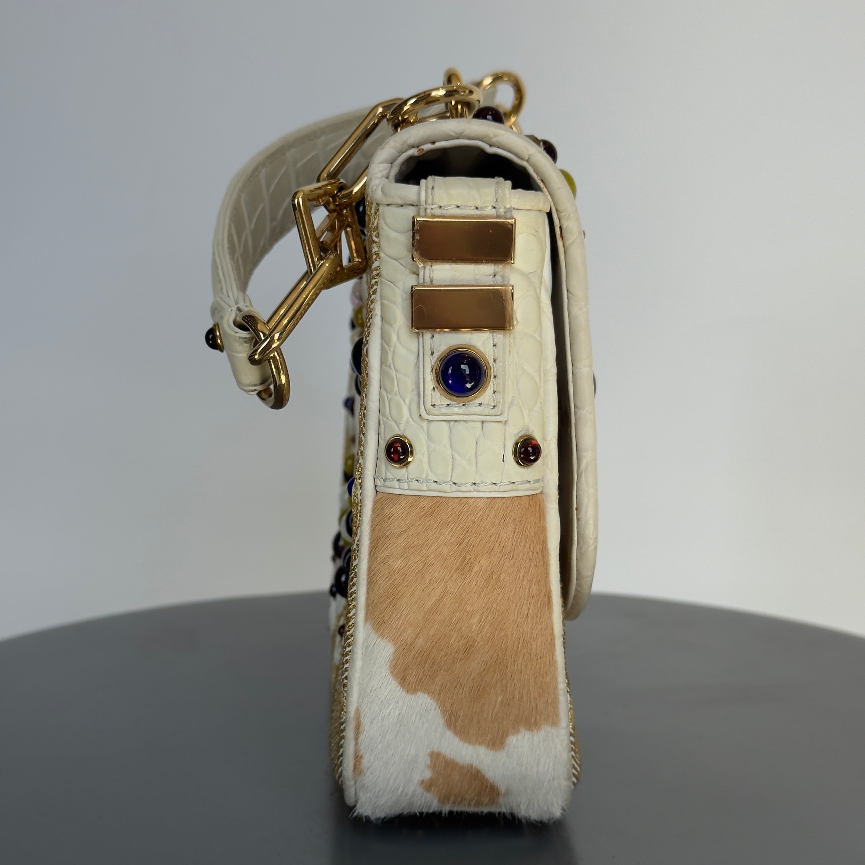 Rare Limited Edition Louis Vuitton Les Extraordinaires Tupelo 2006 Marc Jacobs Alligator, Pony Hair, Cabochon Details