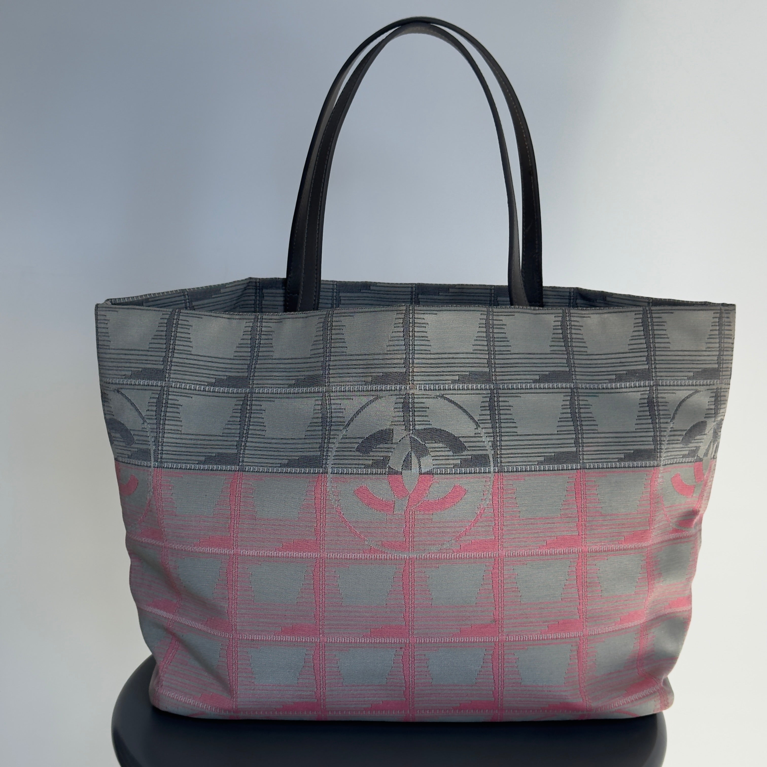 Chanel Travel Line Pink and Grey Canvas Tote Bag - Queen May