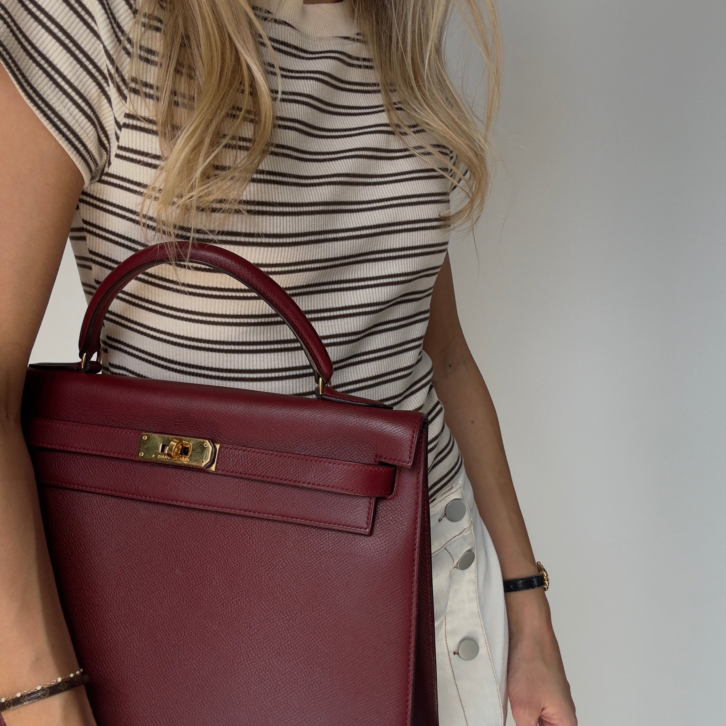 Vintage Hermes Kelly 32 Epsom Leather Rouge H 1991 - Queen May