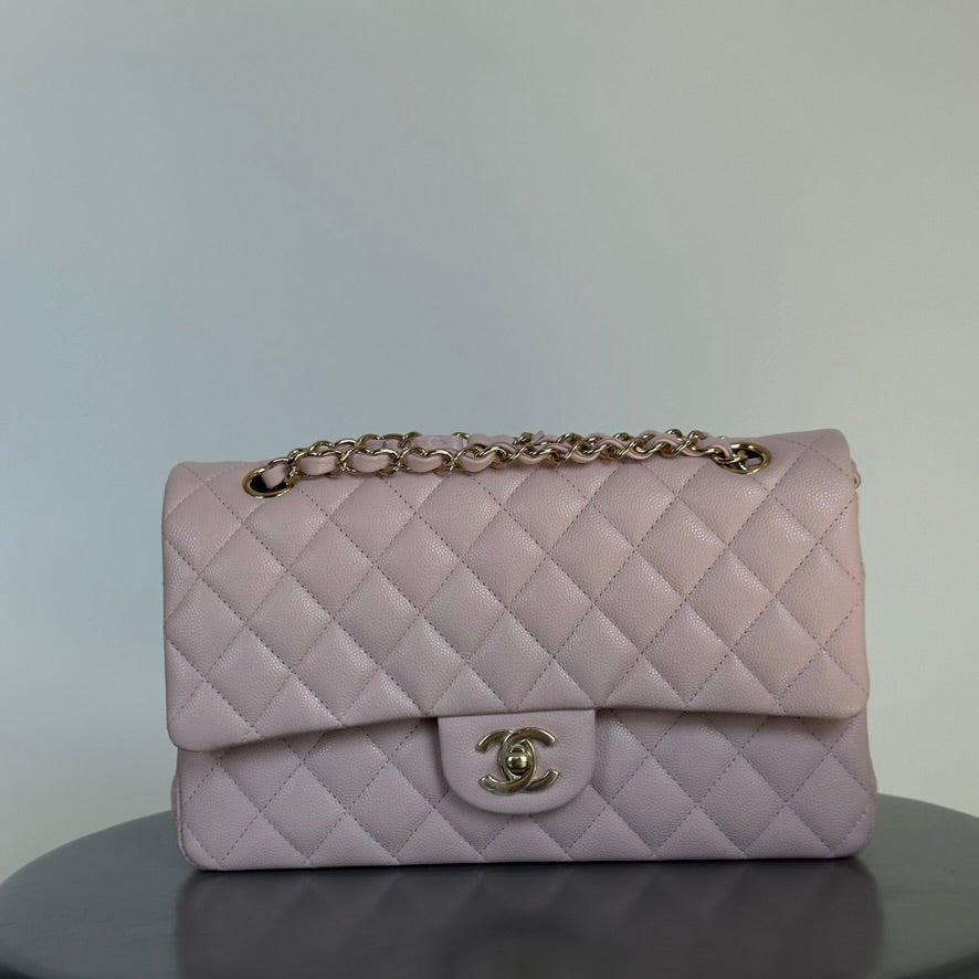 Chanel Medium Caviar Double Flap 21C Rose Claire With Light Gold Hardware - Queen May