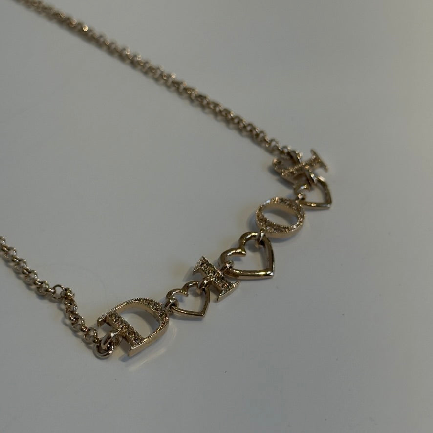 Christian Dior Crystal Heart Motif Logo Necklace - Queen May