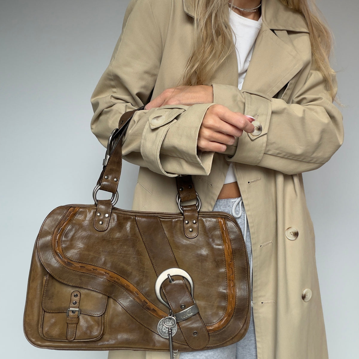Christian Dior Leather Gauche Saddle Bag