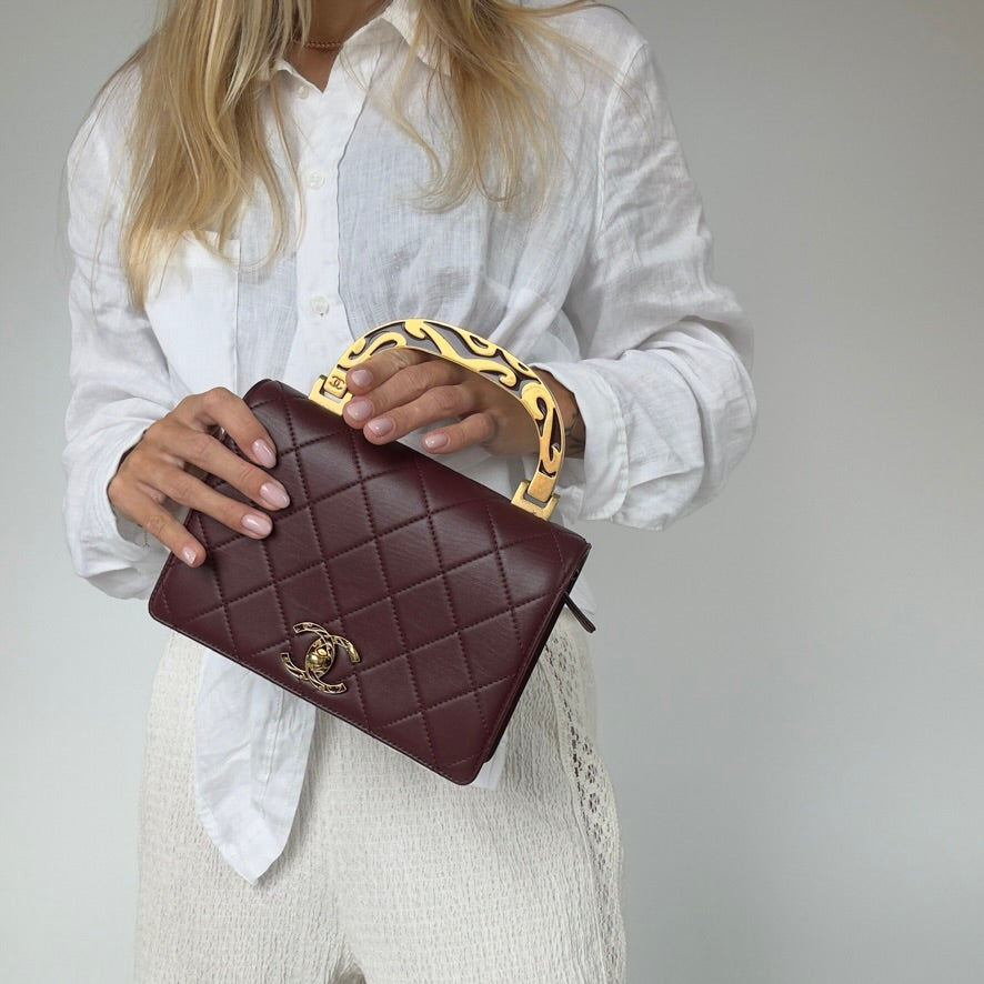Chanel Art Nouvelle Small Flap Bag Burgundy - Queen May