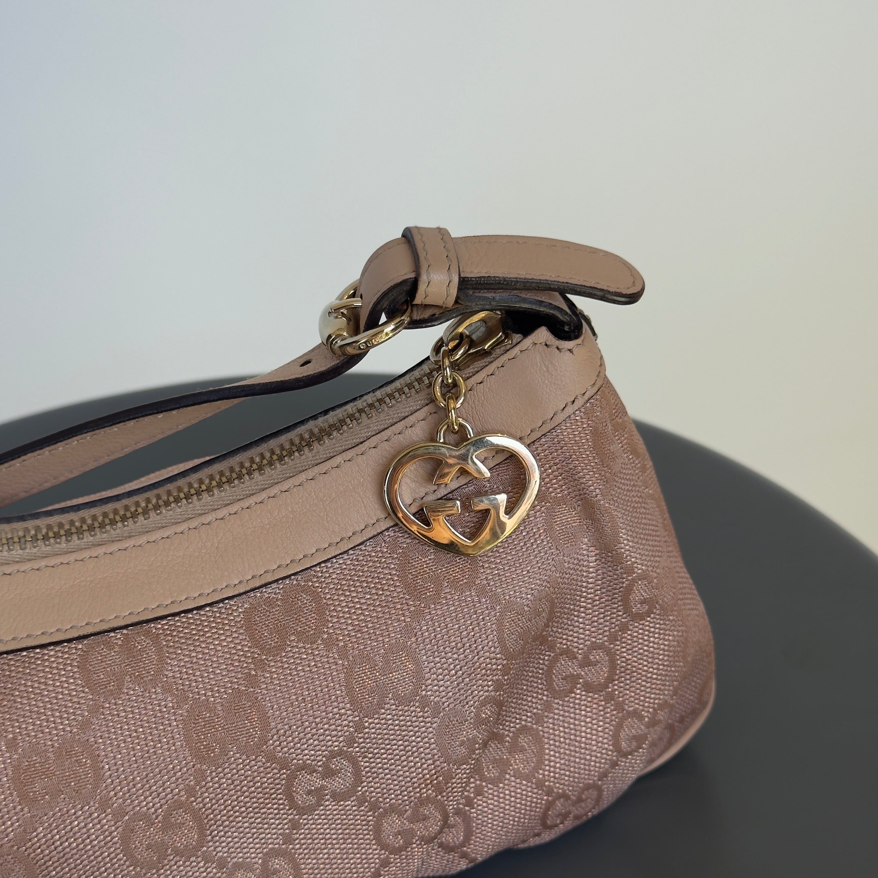 Gucci GG Canvas Lovely Heart Pochette Shoulder Bag - Queen May