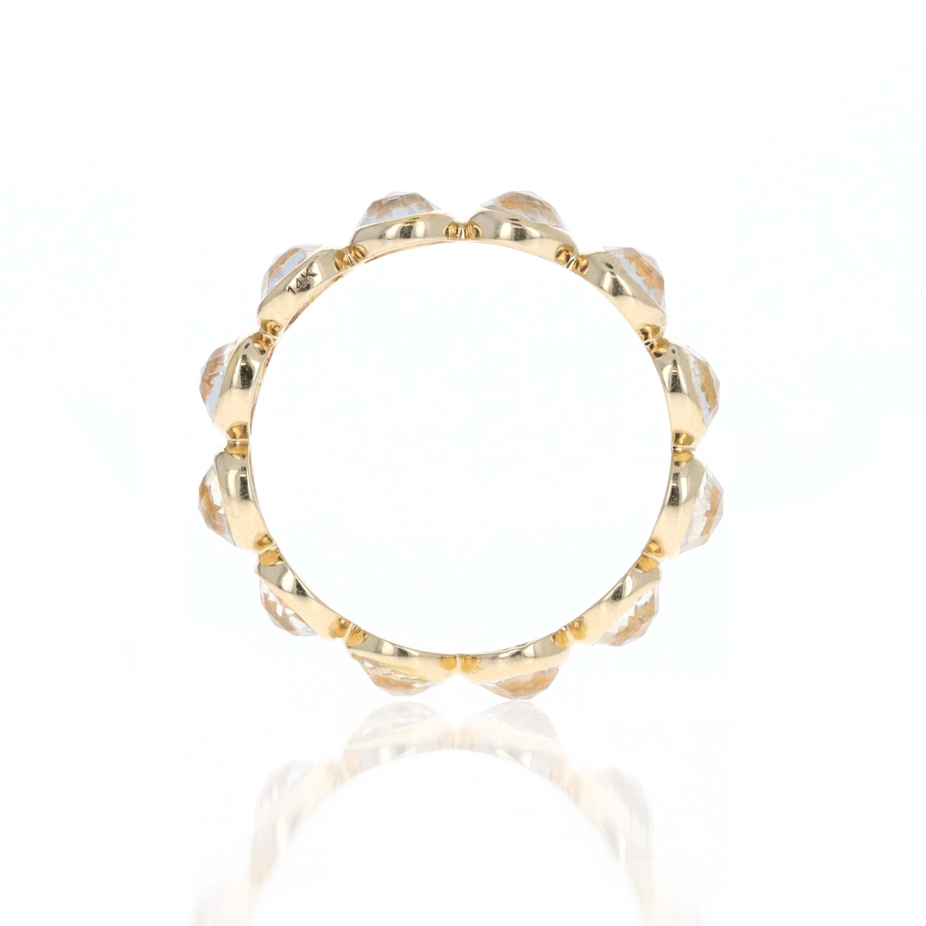 14K Yellow Gold Round Moonstone Eternity Band - Queen May