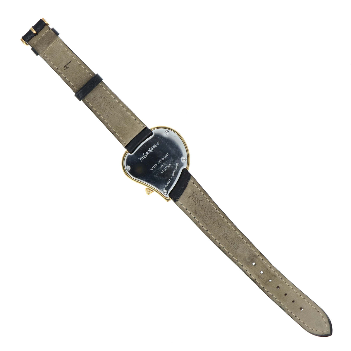 Vintage Yves Saint Laurent Heart Watch with Black Leather Strap