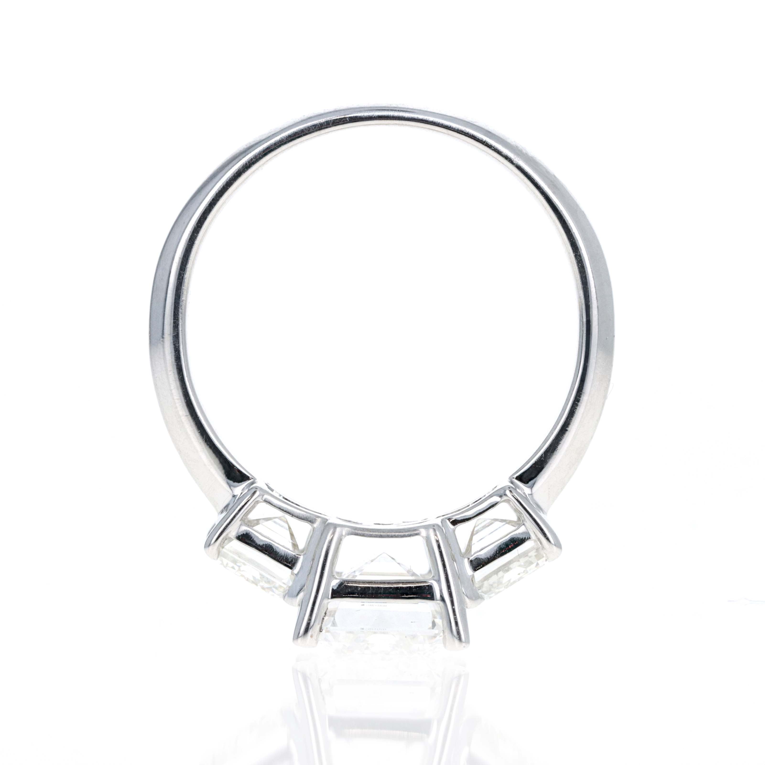 Lab Grown 5 Carat Emerald Diamond Three Stone Engagement Ring - Queen May