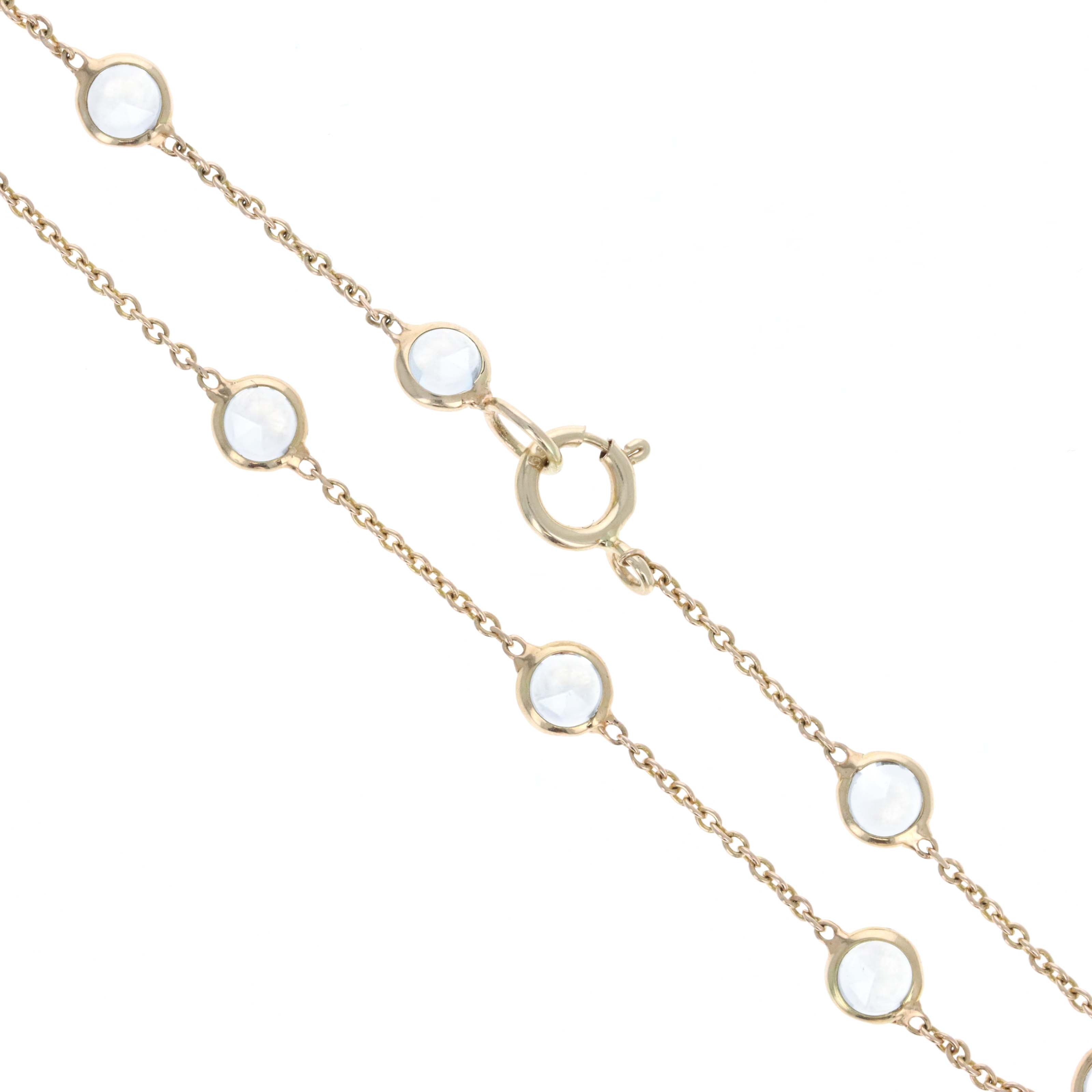 14K Yellow Gold 1.68 Carat White Topaz Bezel Station Bracelet - Queen May