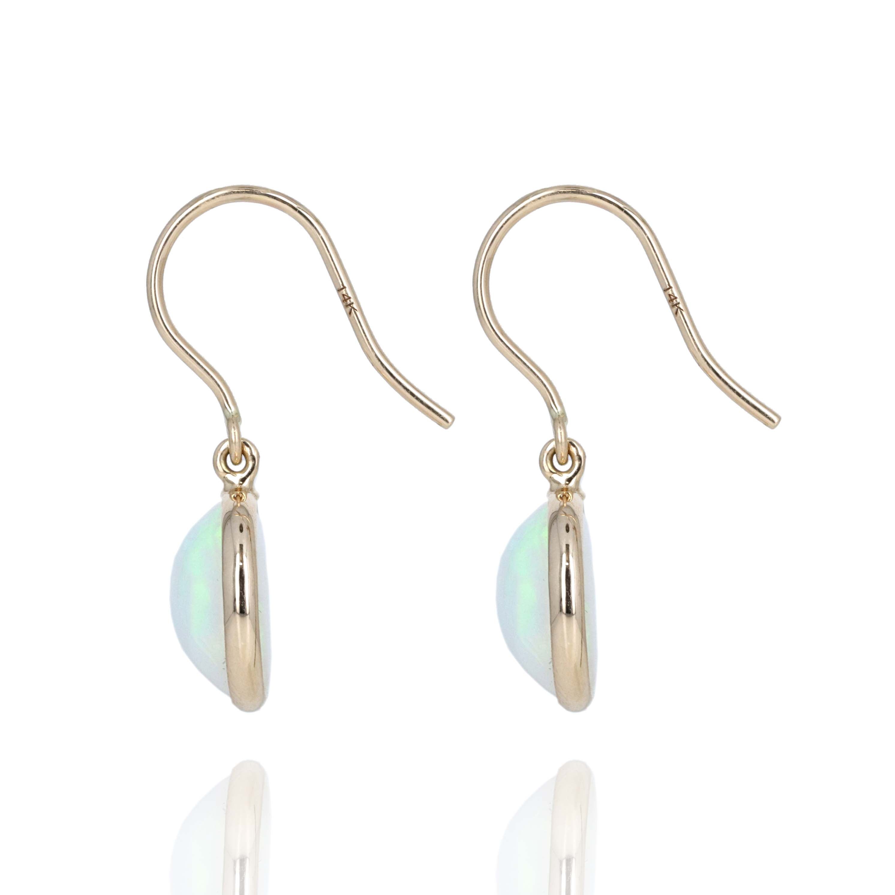 14K Yellow Gold 3.7 Carat Opal Bezel Drop Earrings - Queen May