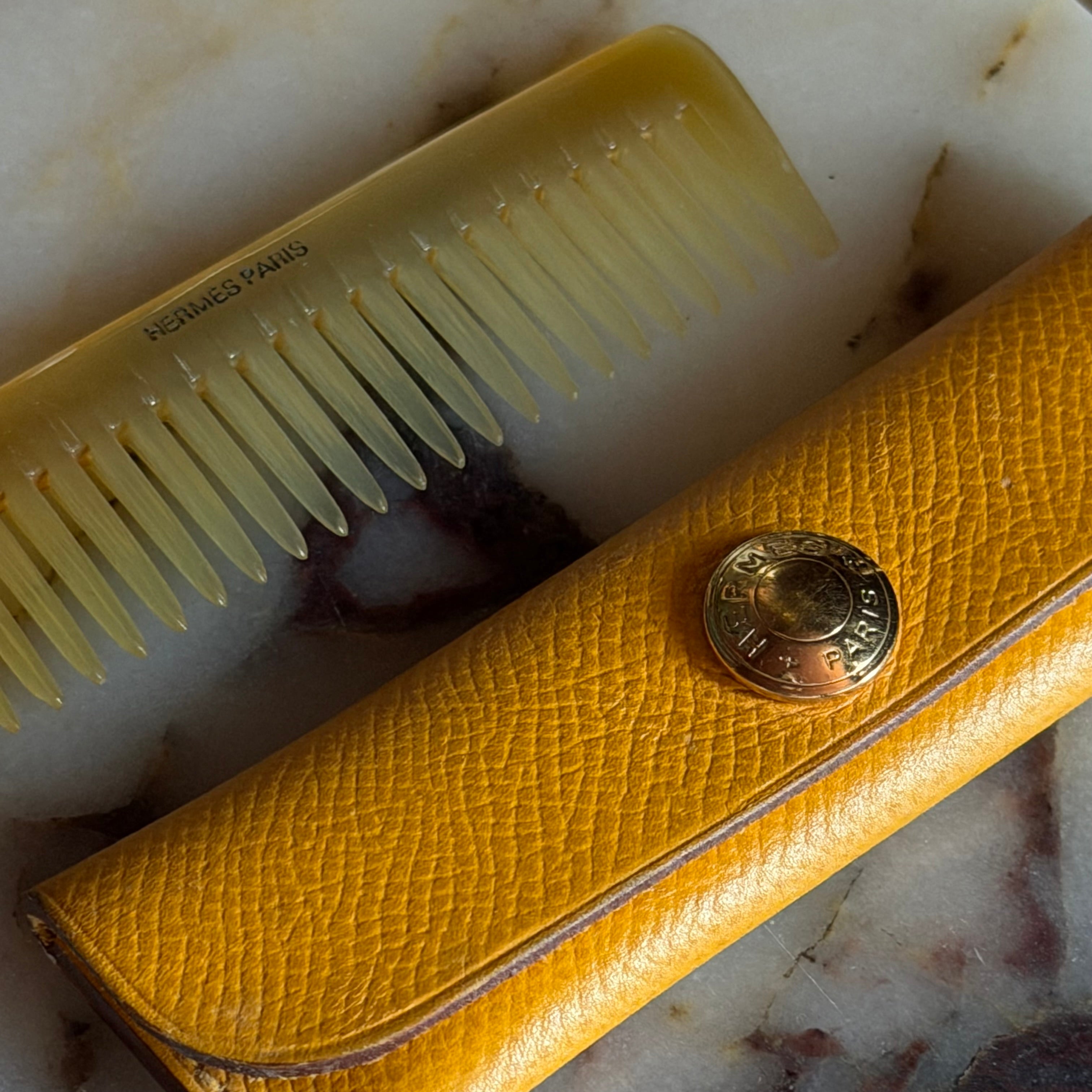 Hermes Buffalo Horn Comb and Case
