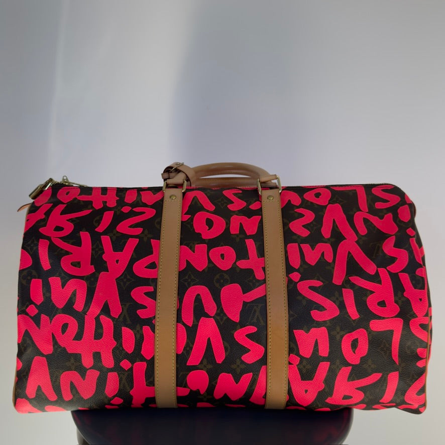 Louis Vuitton Stephen Sprouse Monogram Graffiti Keepall 50 Fuchsia - Queen May
