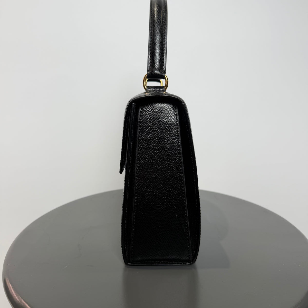 Vintage Celine Top Handle Black Leather Bag