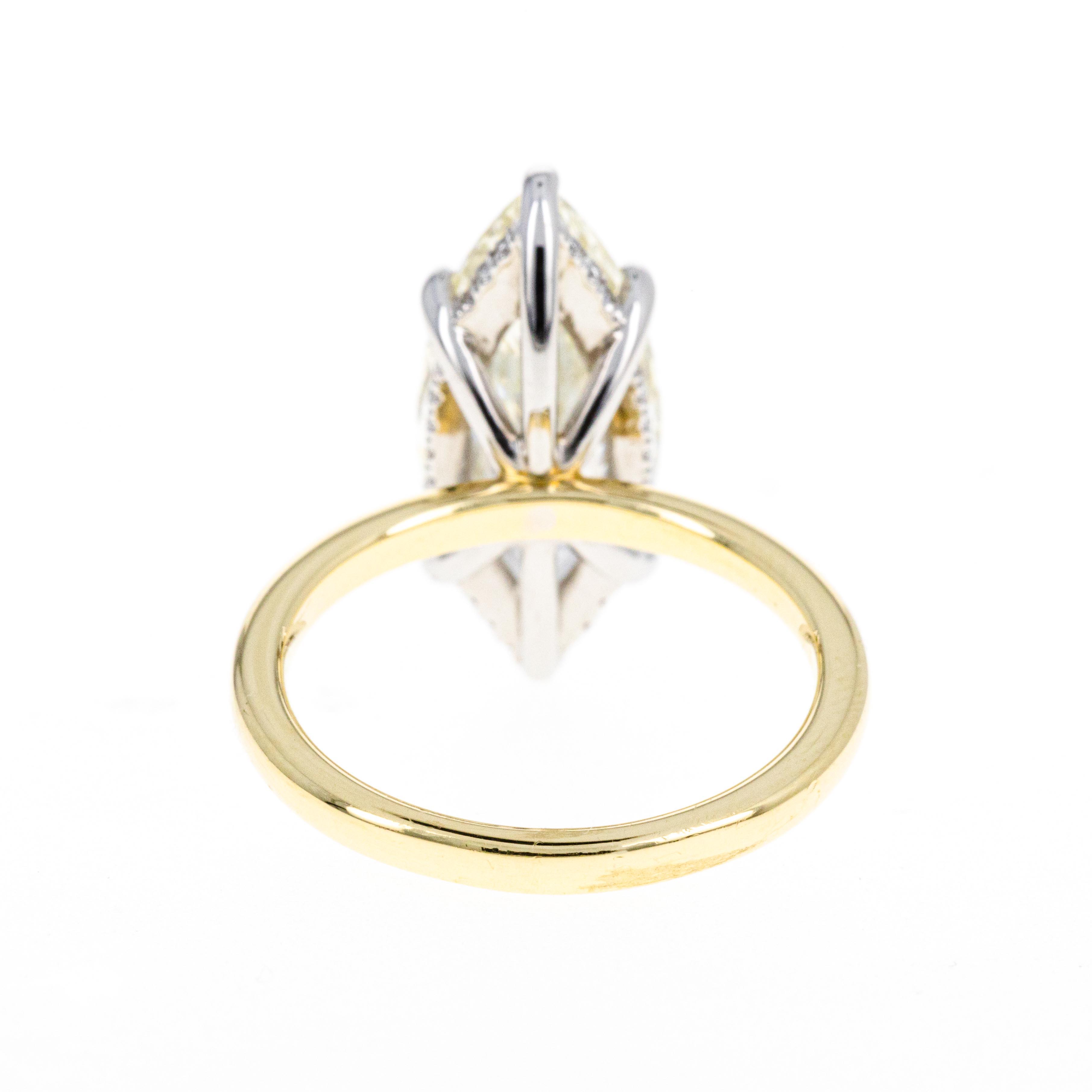 5.11 Carat Marquise Diamond Hidden Halo Engagement Ring in 18K Yellow Gold & Platinum GIA Certified - Queen May