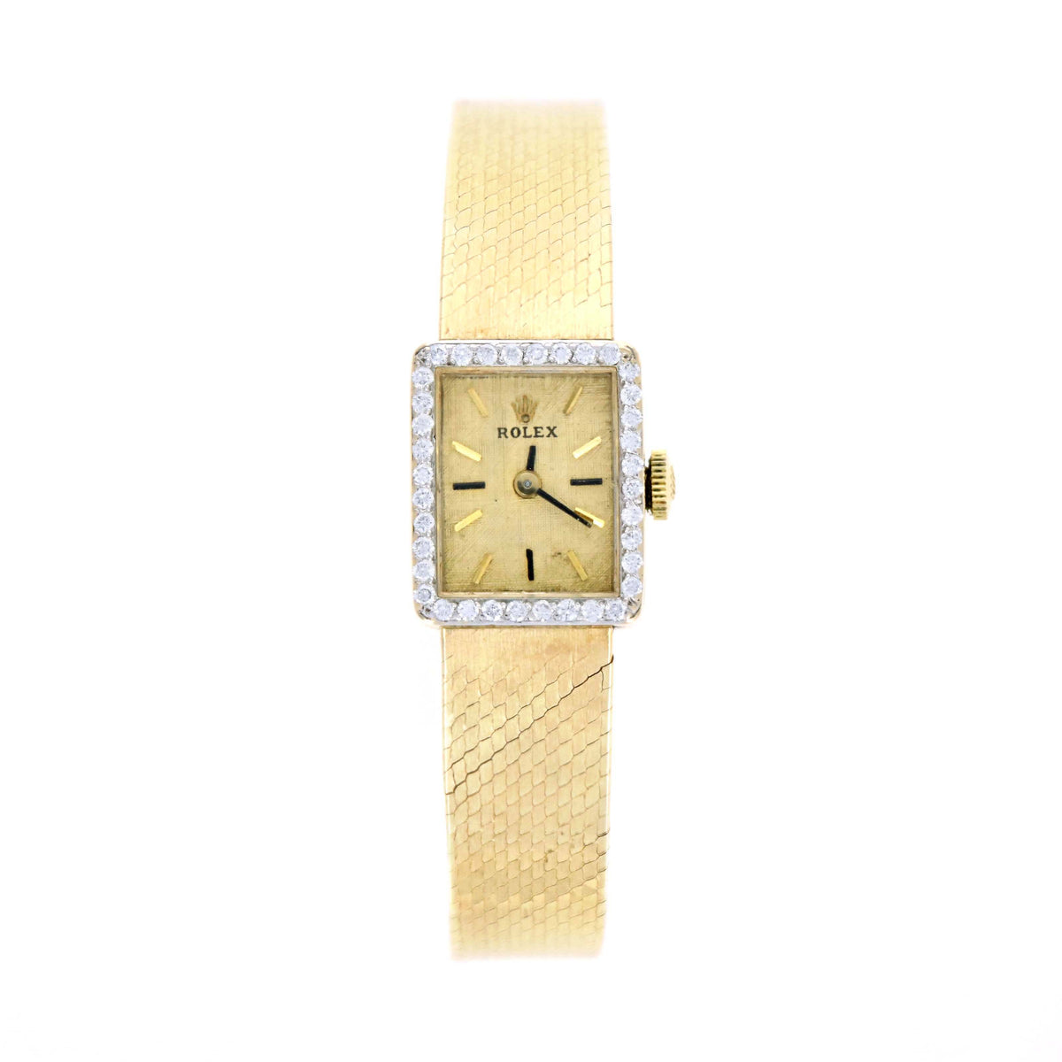 Vintage Rolex Ladies 14K Yellow Gold Diamond Bezel Mechanical Movement Watch - Queen May