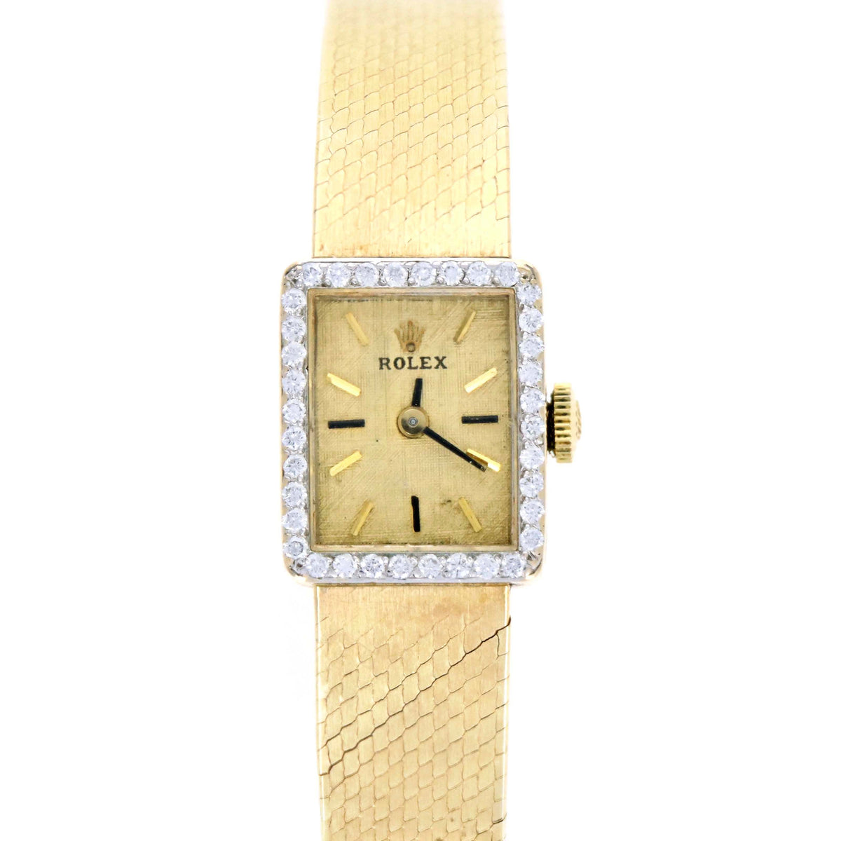 Vintage Rolex Ladies 14K Yellow Gold Diamond Bezel Mechanical Movement Watch - Queen May