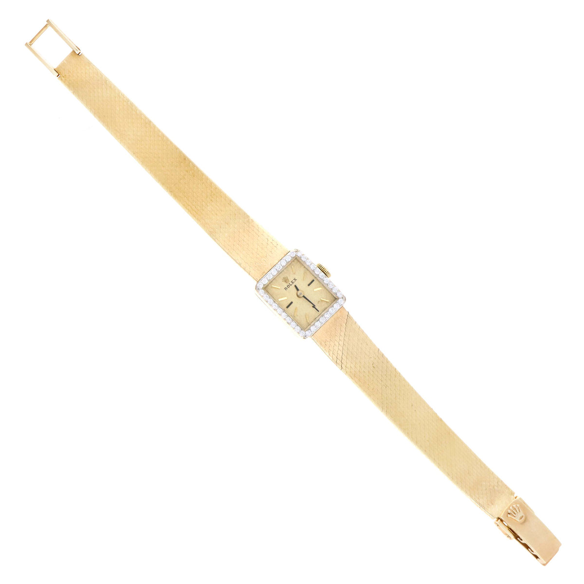 Vintage Rolex Ladies 14K Yellow Gold Diamond Bezel Mechanical Movement Watch - Queen May