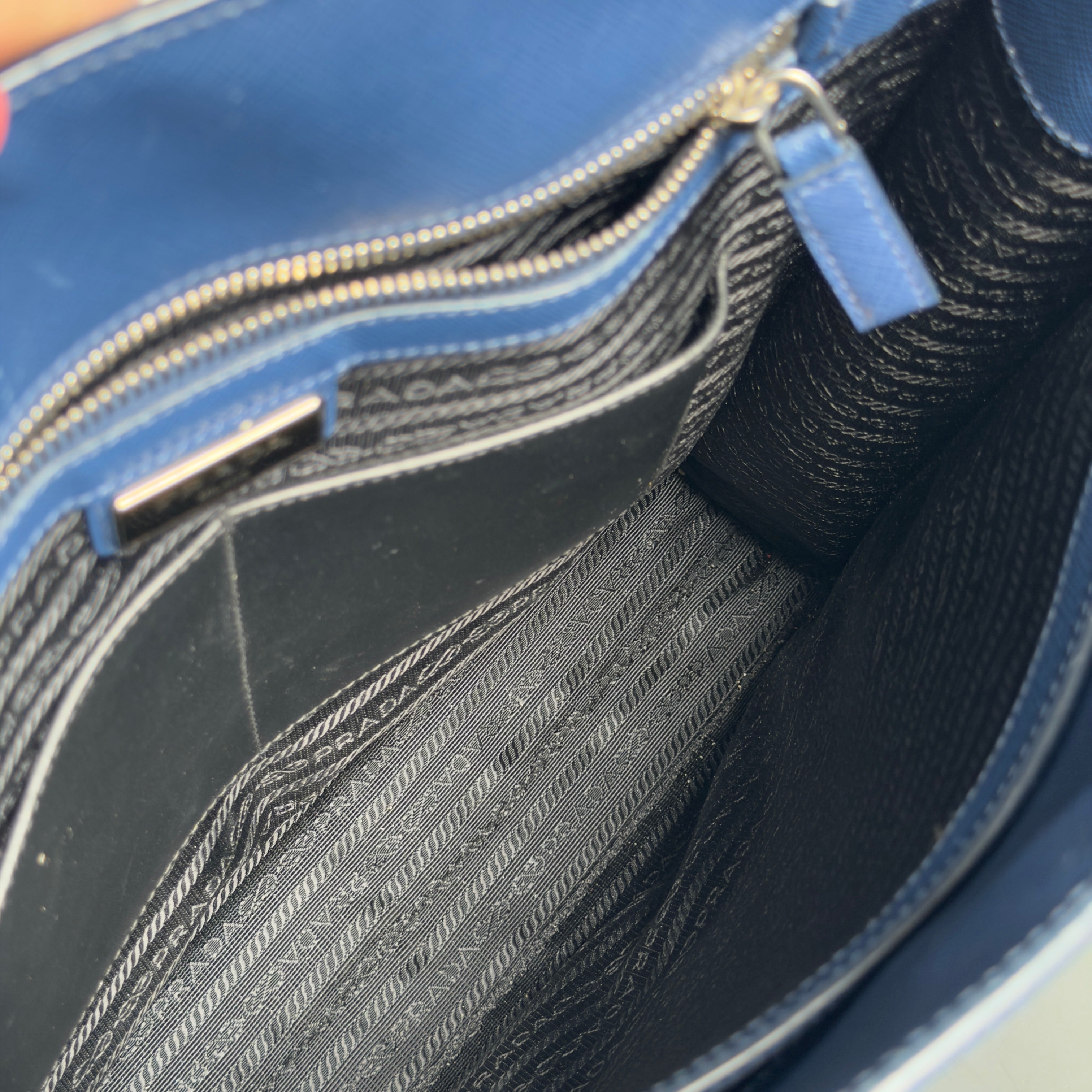Prada Blue Saffiano Leather Tote