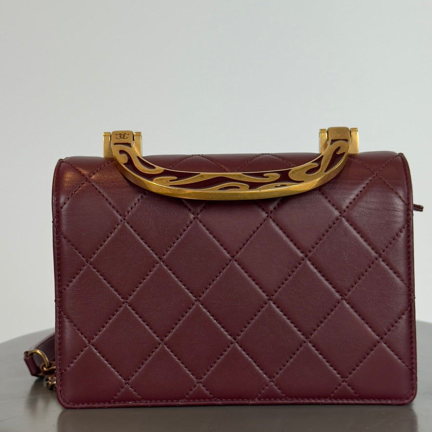 Chanel Art Nouvelle Small Flap Bag Burgundy - Queen May