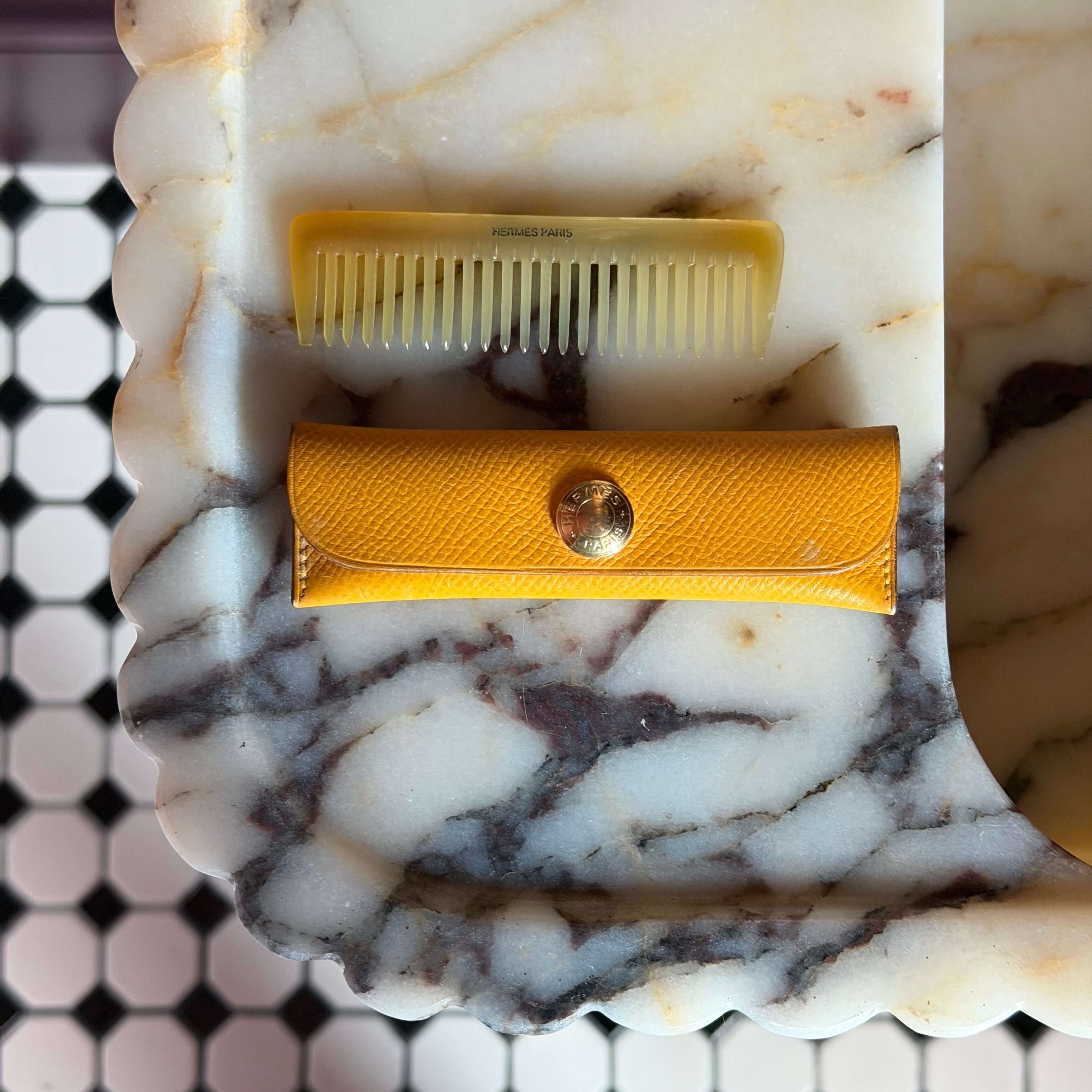 Hermes Buffalo Horn Comb and Case