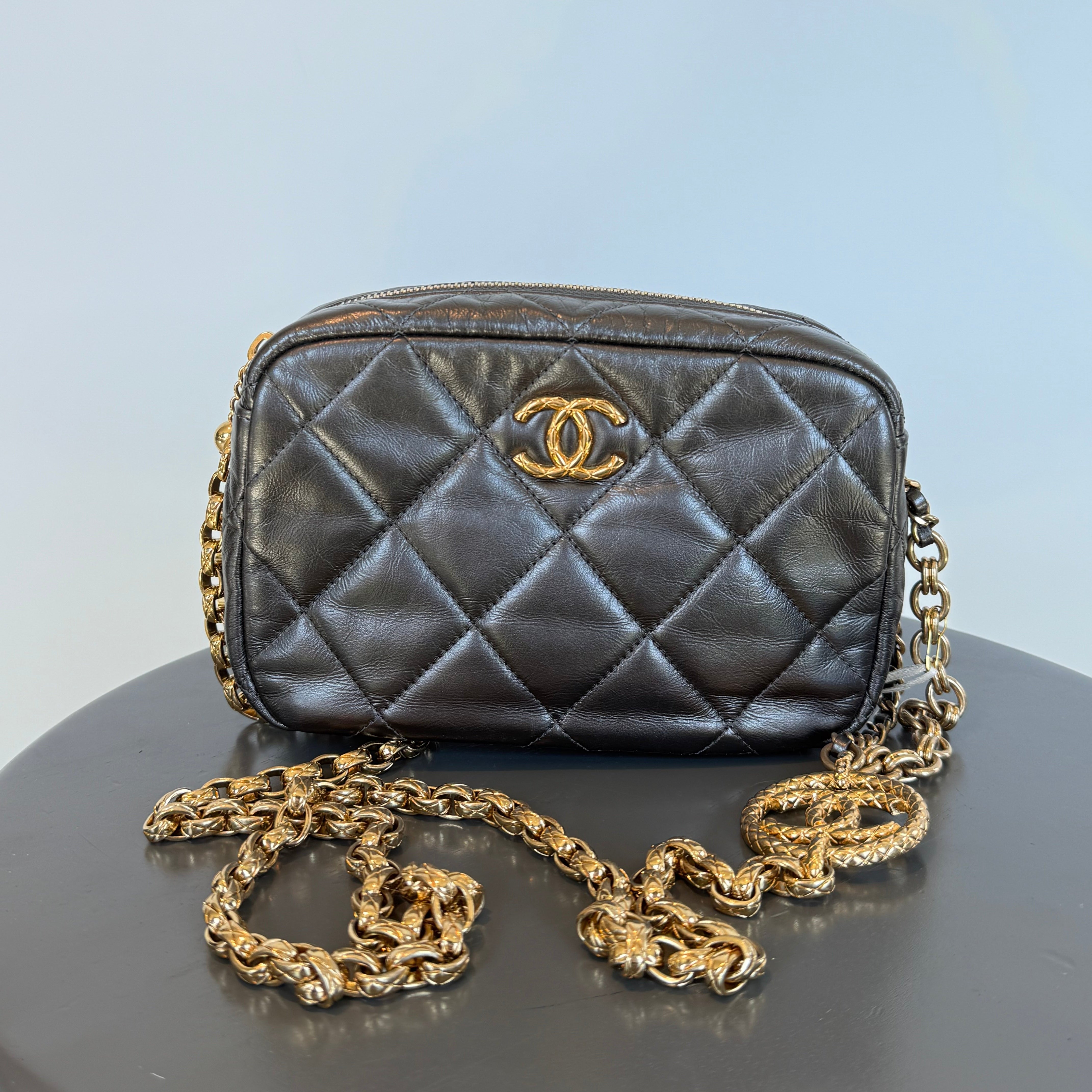 Chanel Pearl Medallion Camera Case Quilted Calfskin Mini - Queen May