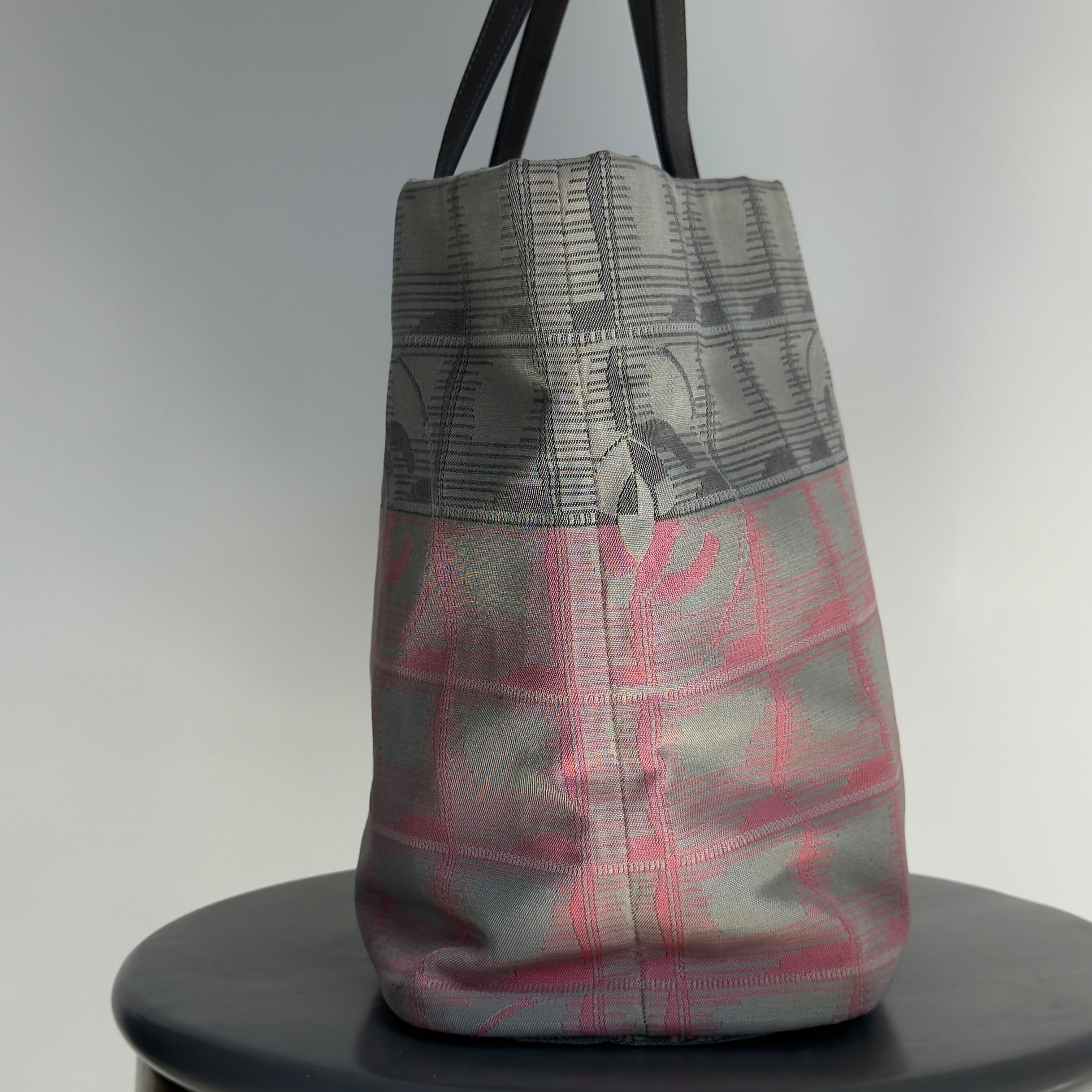 Chanel Travel Line Pink and Grey Canvas Tote Bag - Queen May