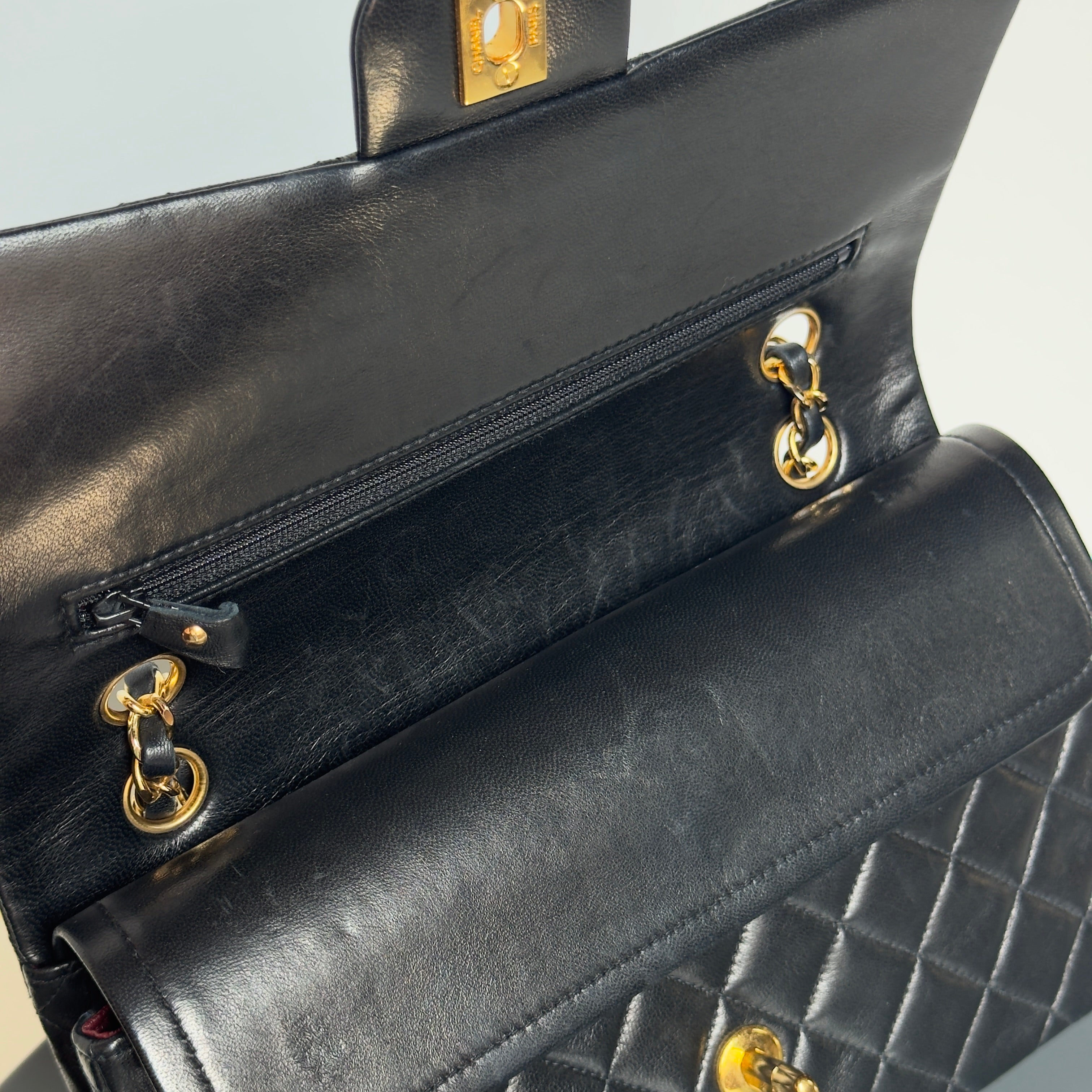 Vintage Chanel Medium Lambskin Double Flap Black - Queen May