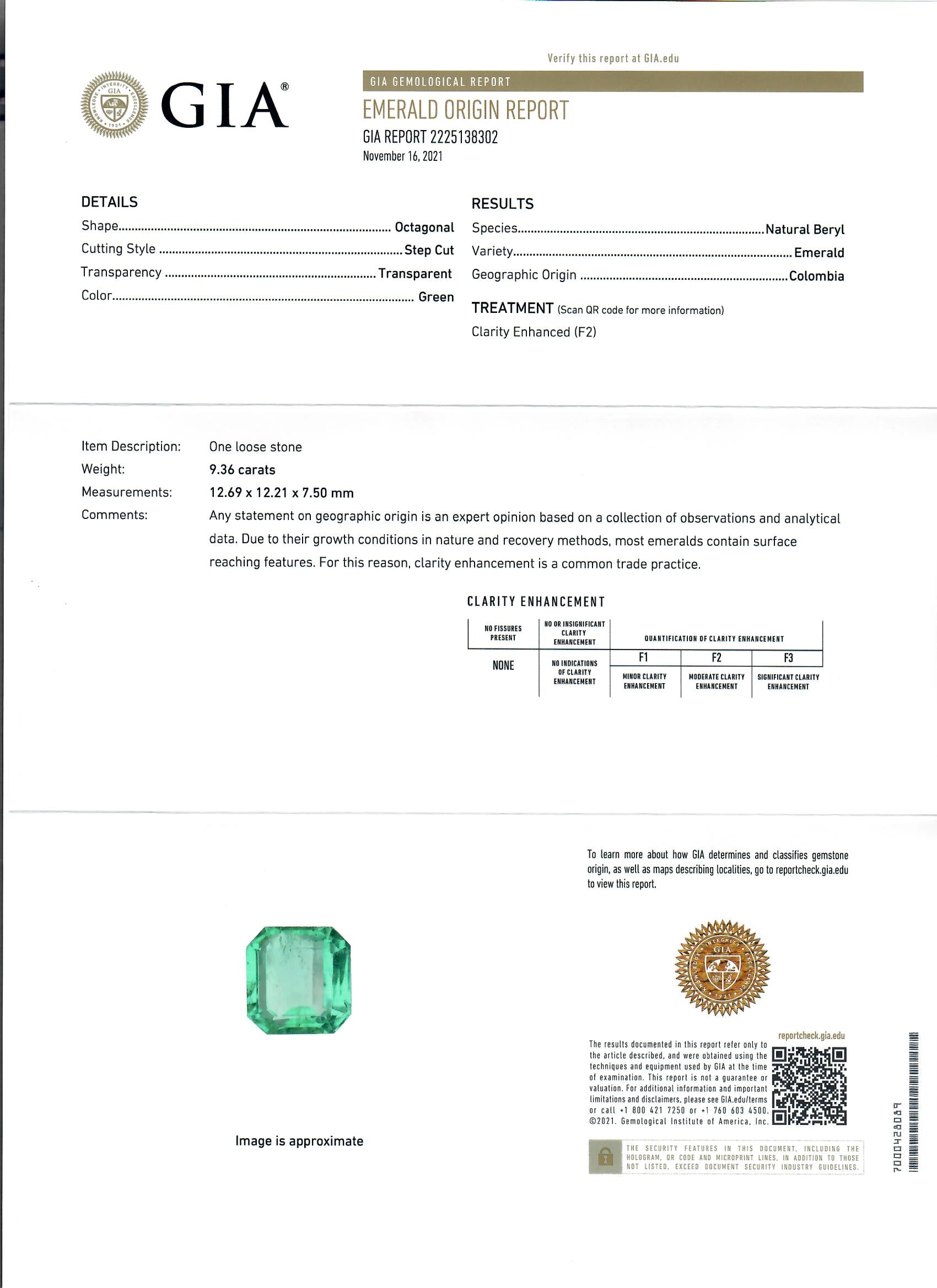 Art Deco Inspired 9.36 Carat Natural Colombian Emerald & Diamond Halo Ring - Queen May