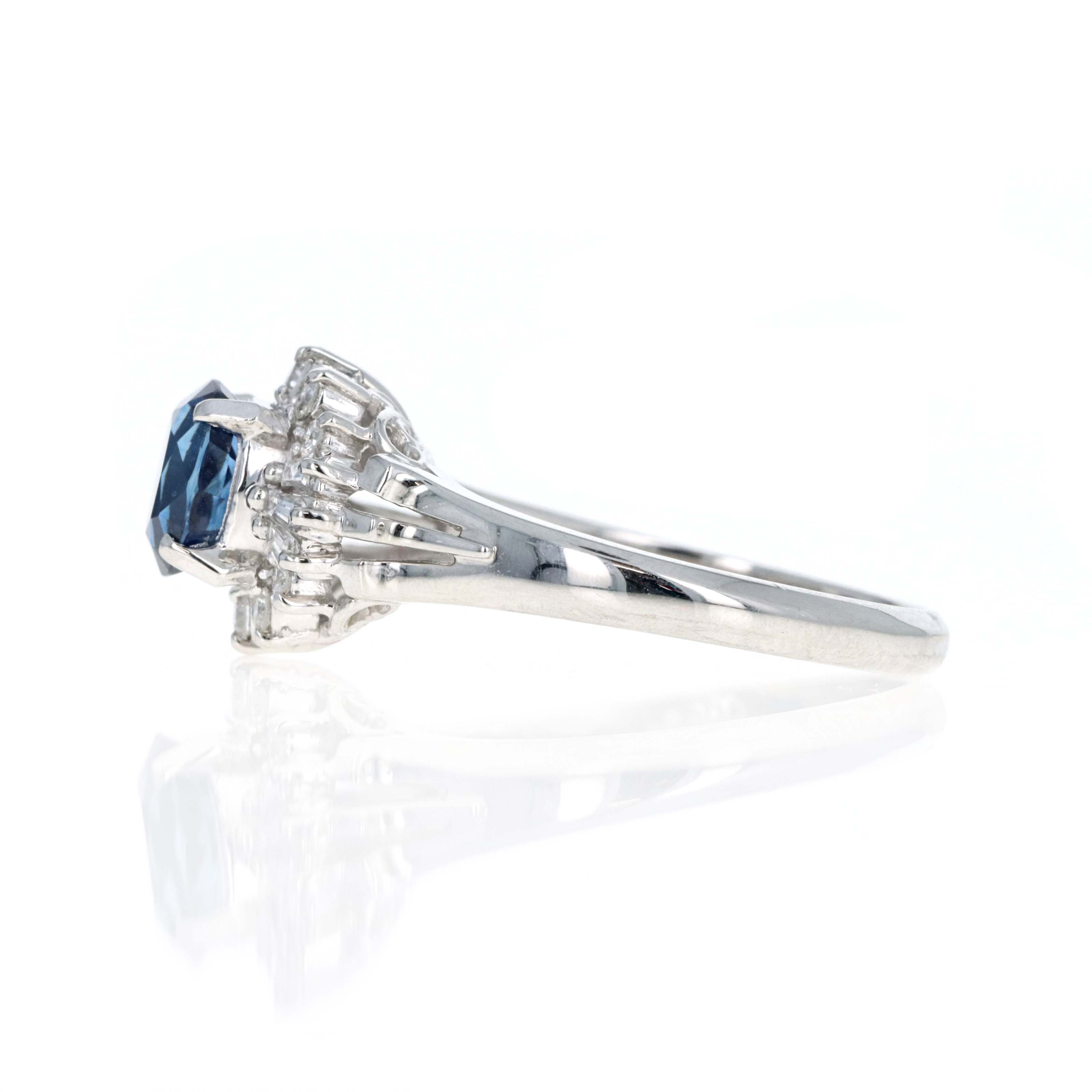 Platinum 1.25 Carat Oval Sapphire Diamond Fan Ring - Queen May
