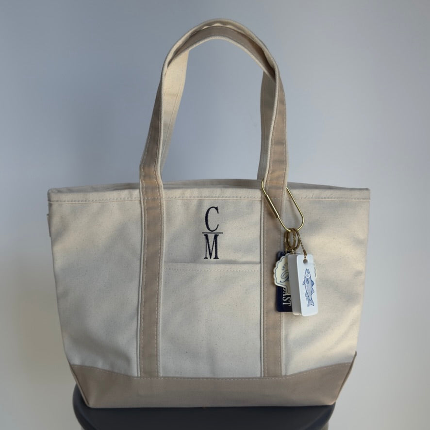 Embroidered Cape May Medium Canvas Boat Tote x Freshwater Curated Goods Bag Charms - Queen May