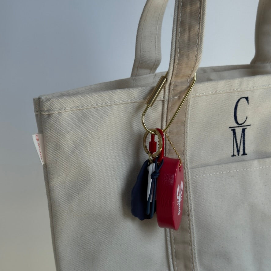 Embroidered Cape May Medium Canvas Boat Tote x Freshwater Curated Goods Bag Charms - Queen May