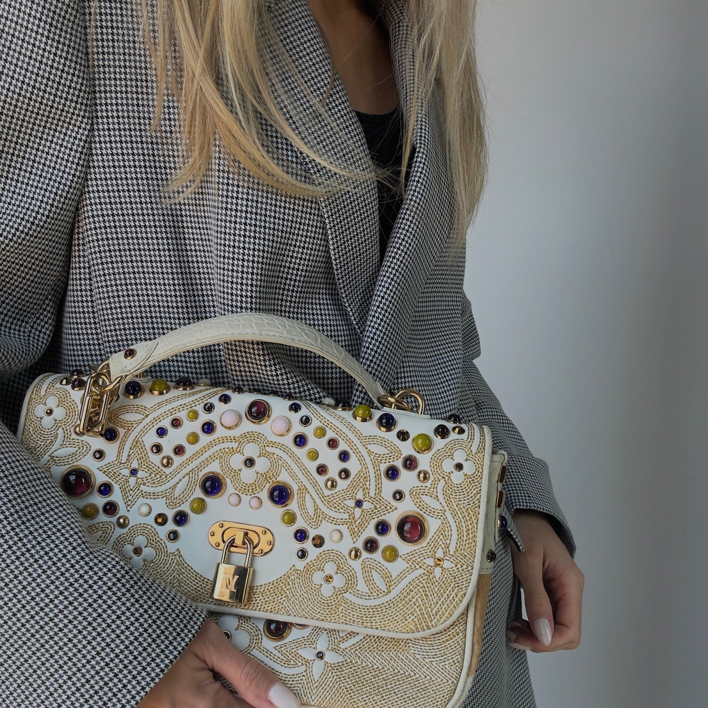 Rare Limited Edition Louis Vuitton Les Extraordinaires Tupelo 2006 Marc Jacobs Alligator, Pony Hair, Cabochon Details