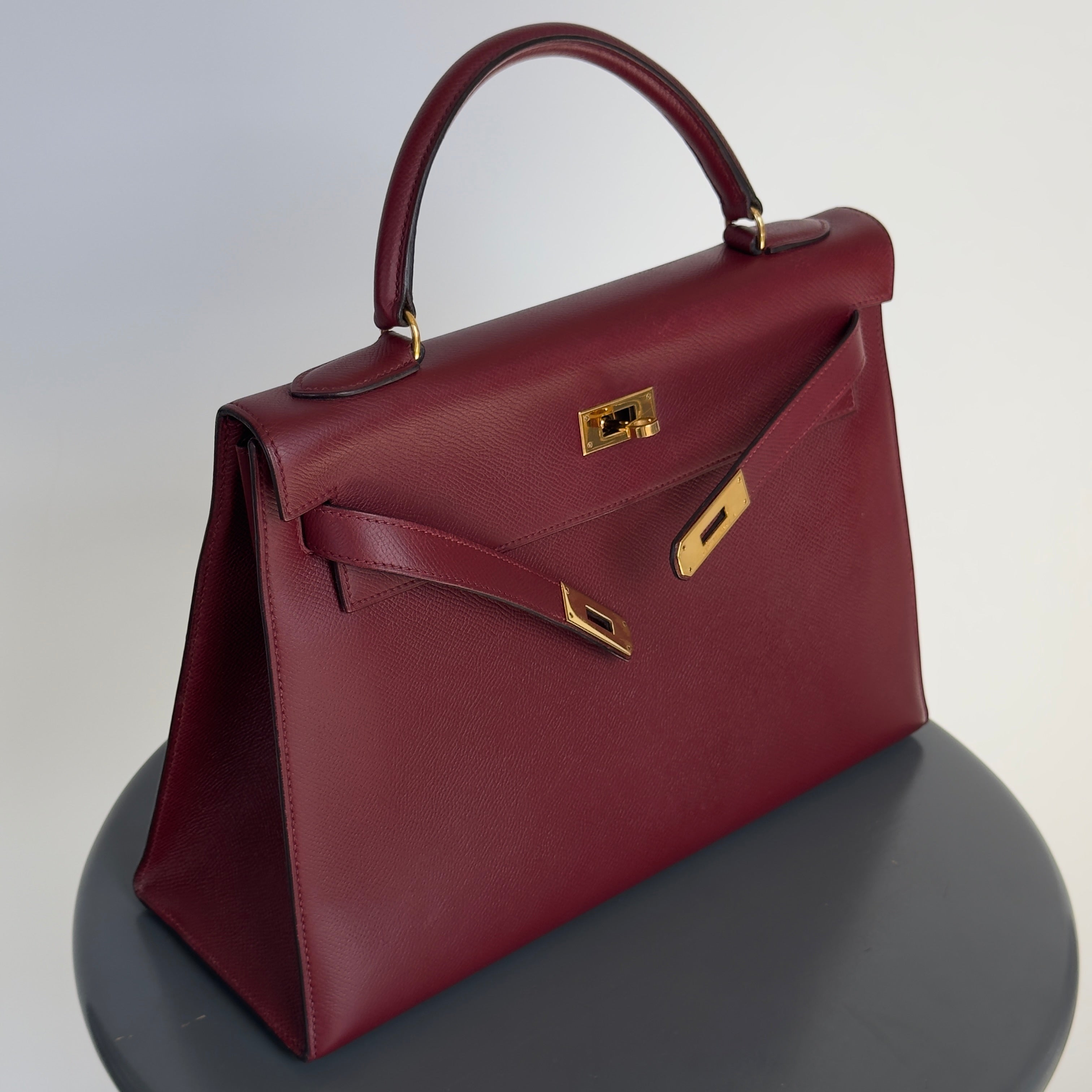 Vintage Hermes Kelly 32 Epsom Leather Rouge H 1991 - Queen May