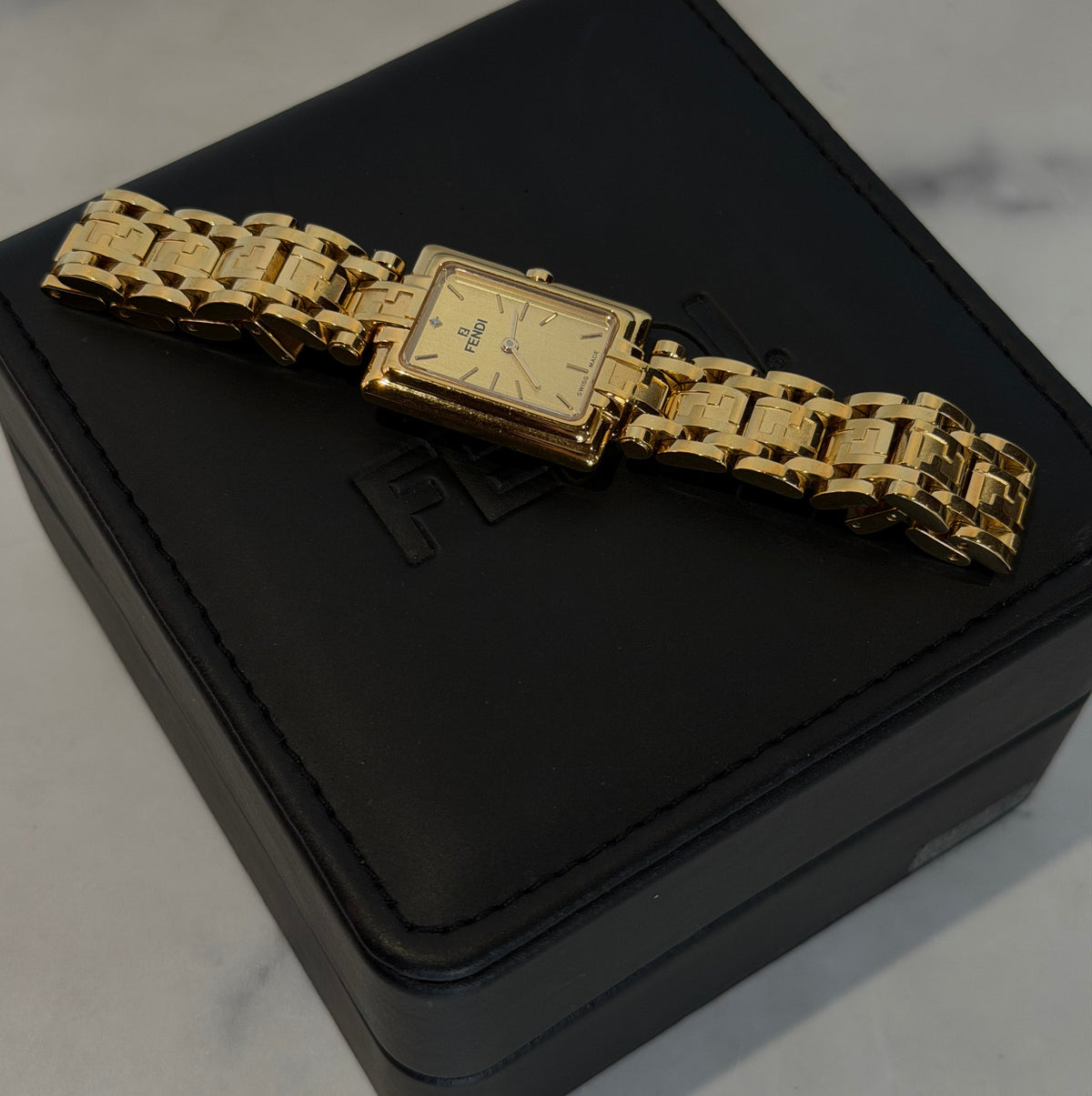 Fendi 730L Classic Rectangular Gold Plated Watch - Queen May